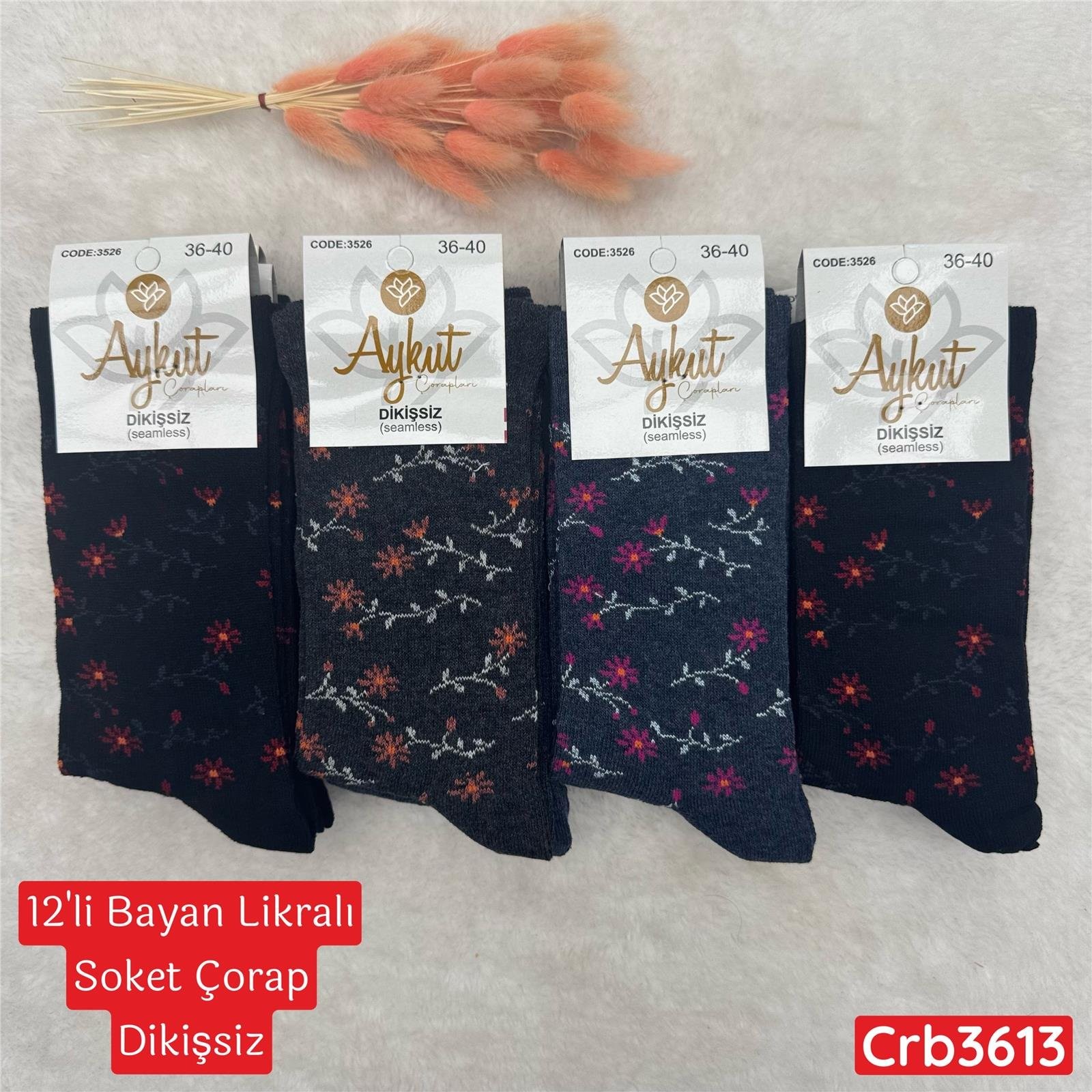 ZV-091 Bayan Likralı Soket Çorap (Dikişsiz) 12 ADET