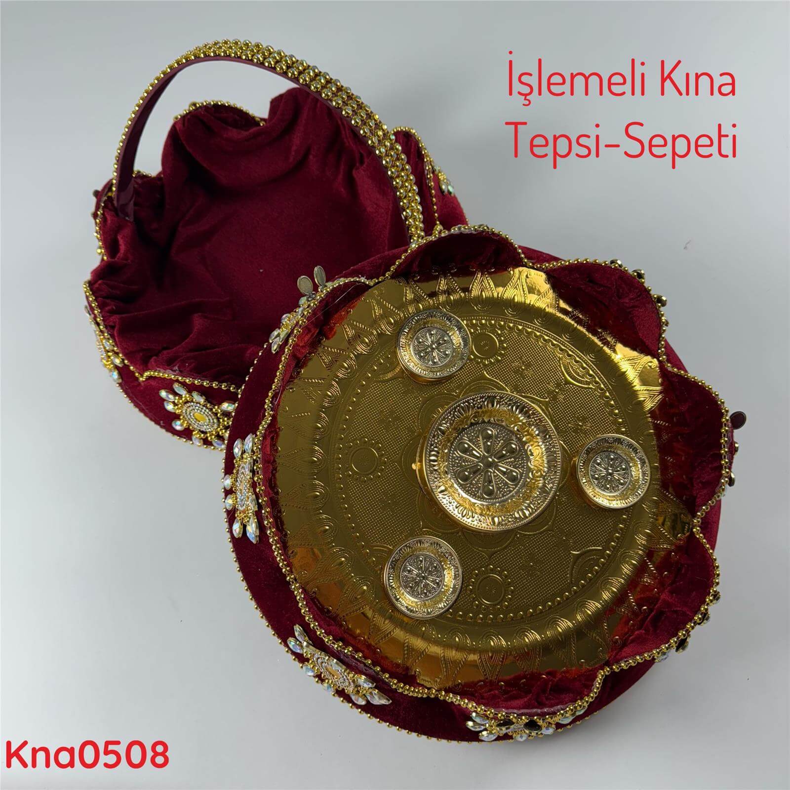 DP-076 İşlemeli Kına Tepsi&Sepeti