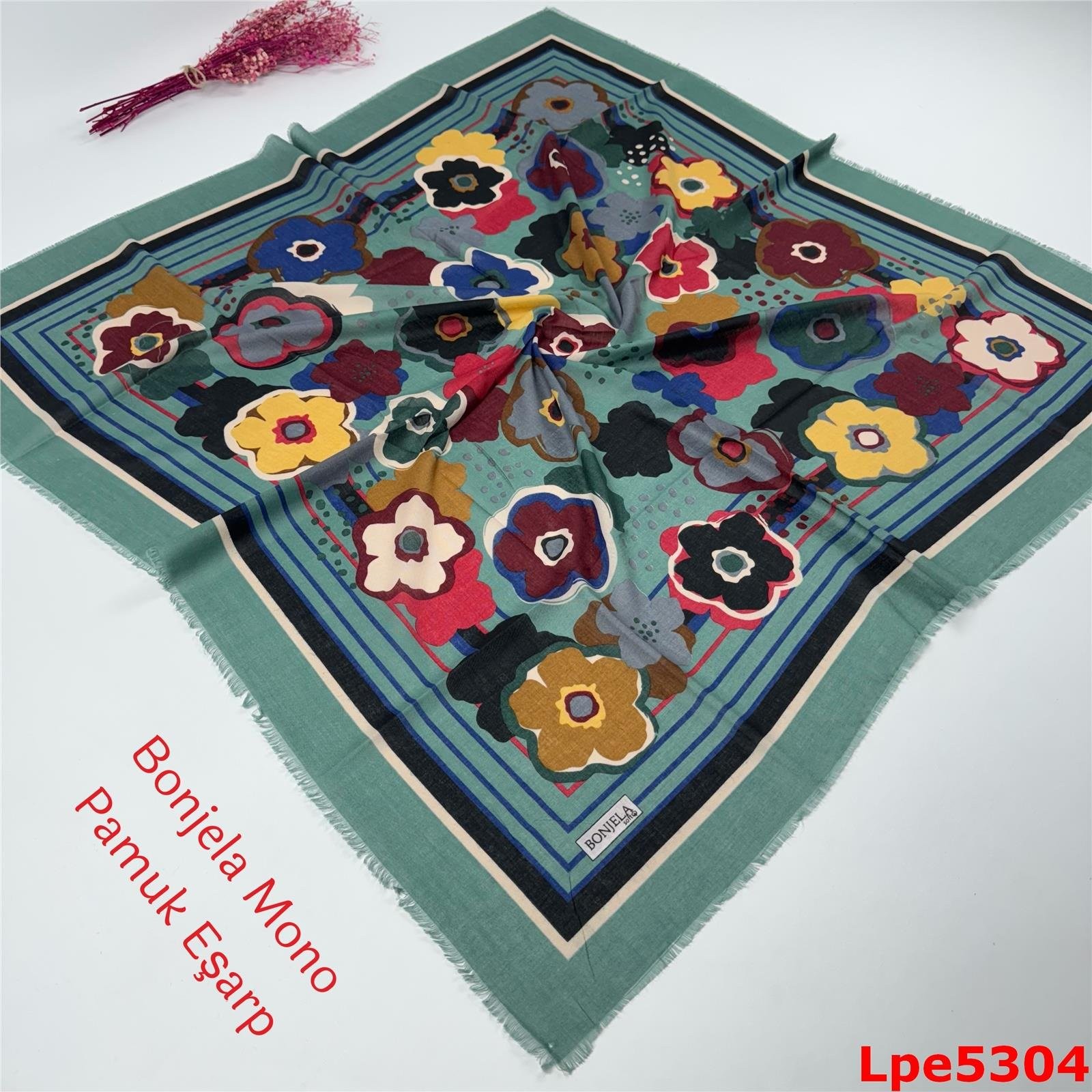 O-017 Bonjela Mono Pamuk Eşarp