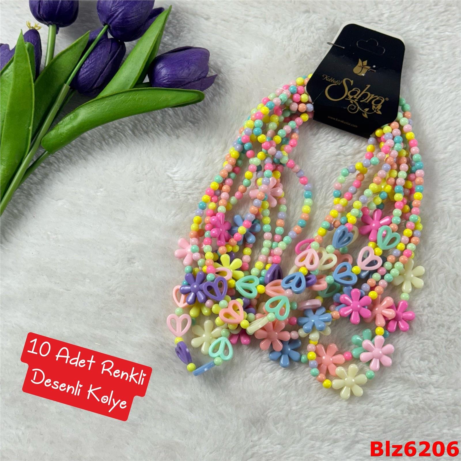 ZE-033 10 Adet Renkli Desenli Kolye