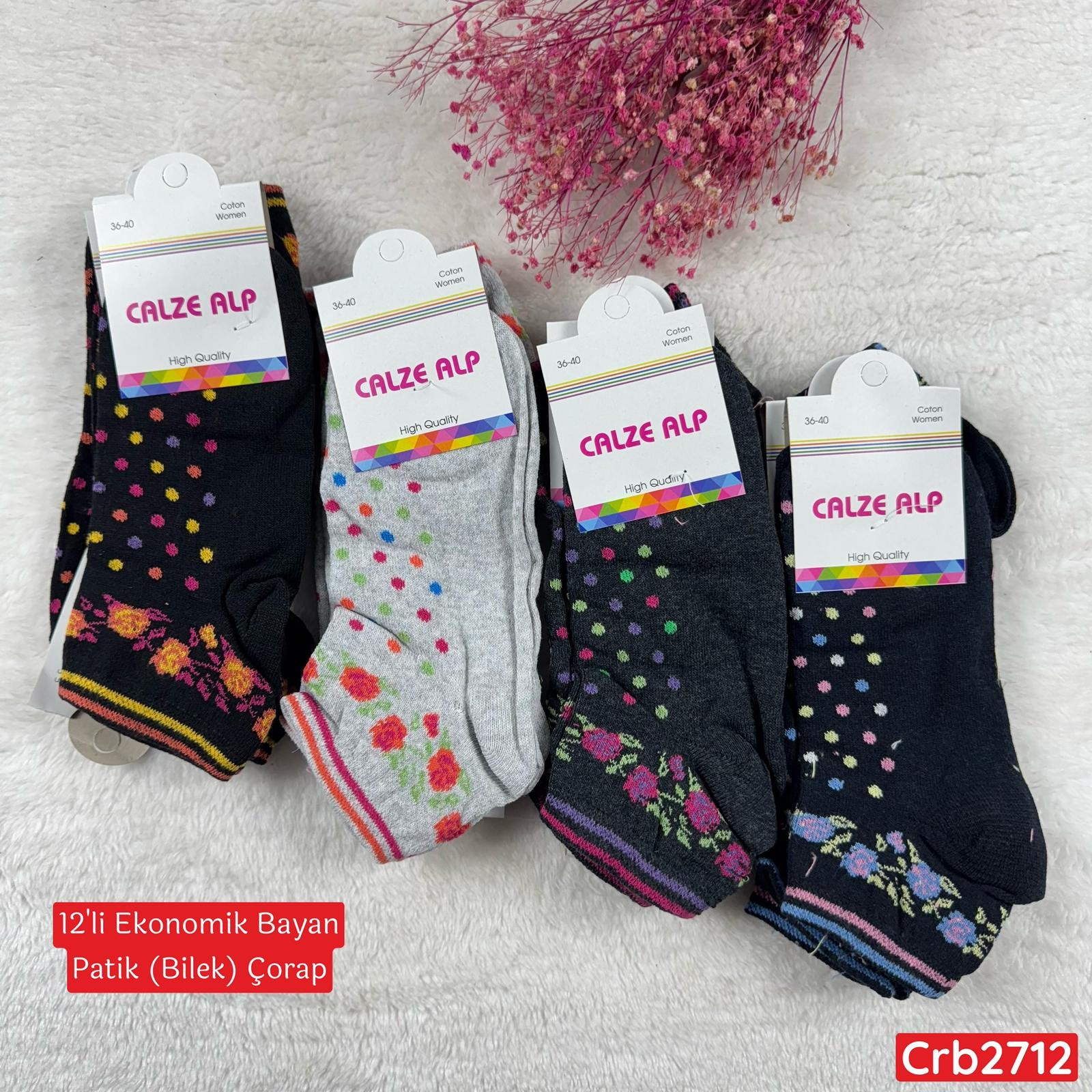 ZO-047 Ekonomik Bayan Patik(Bilek) Çorap 12 ADET
