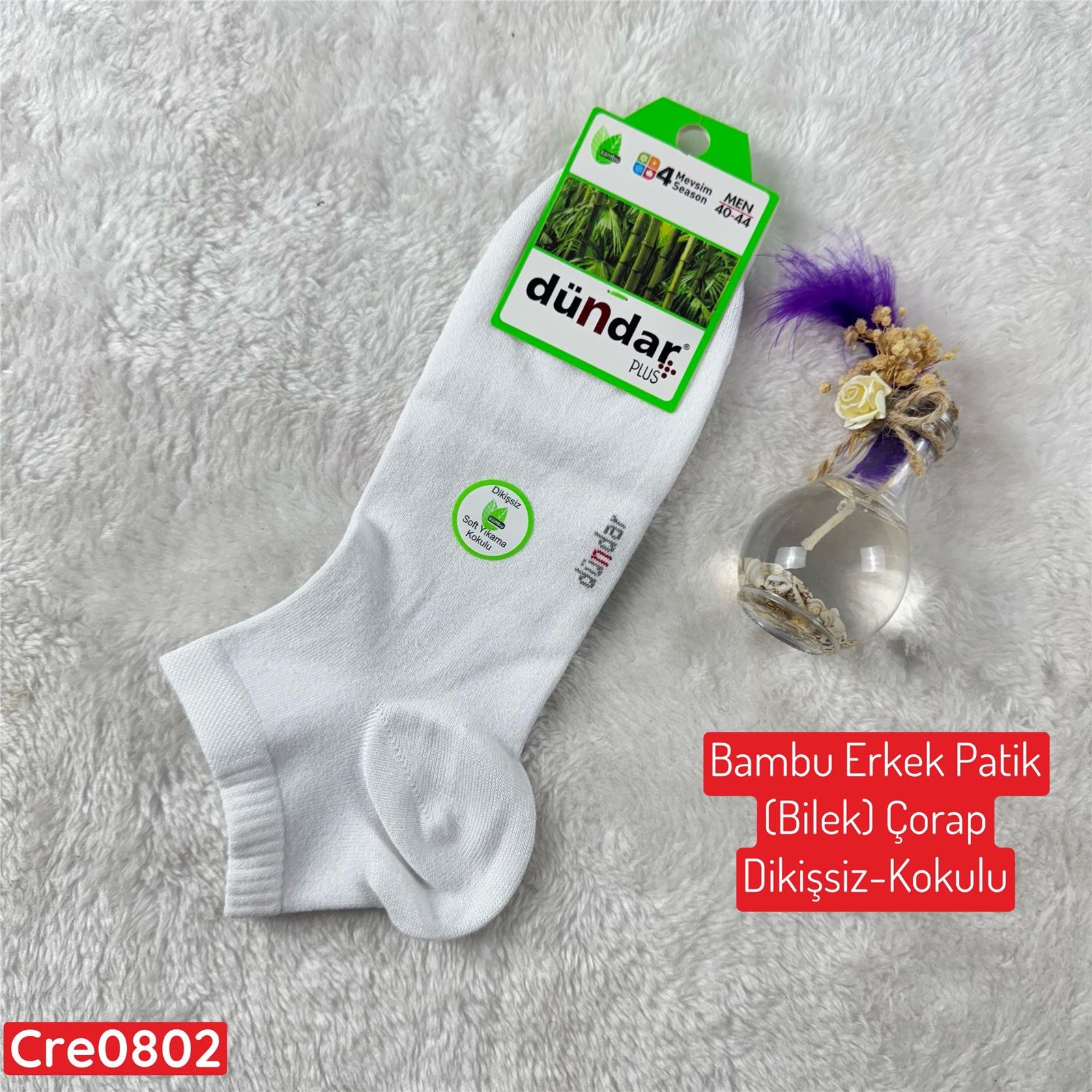 H-246 DÜNDAR Bambu Erkek Patik(Bilek) Çorap(Dikişsiz Parfümlü)