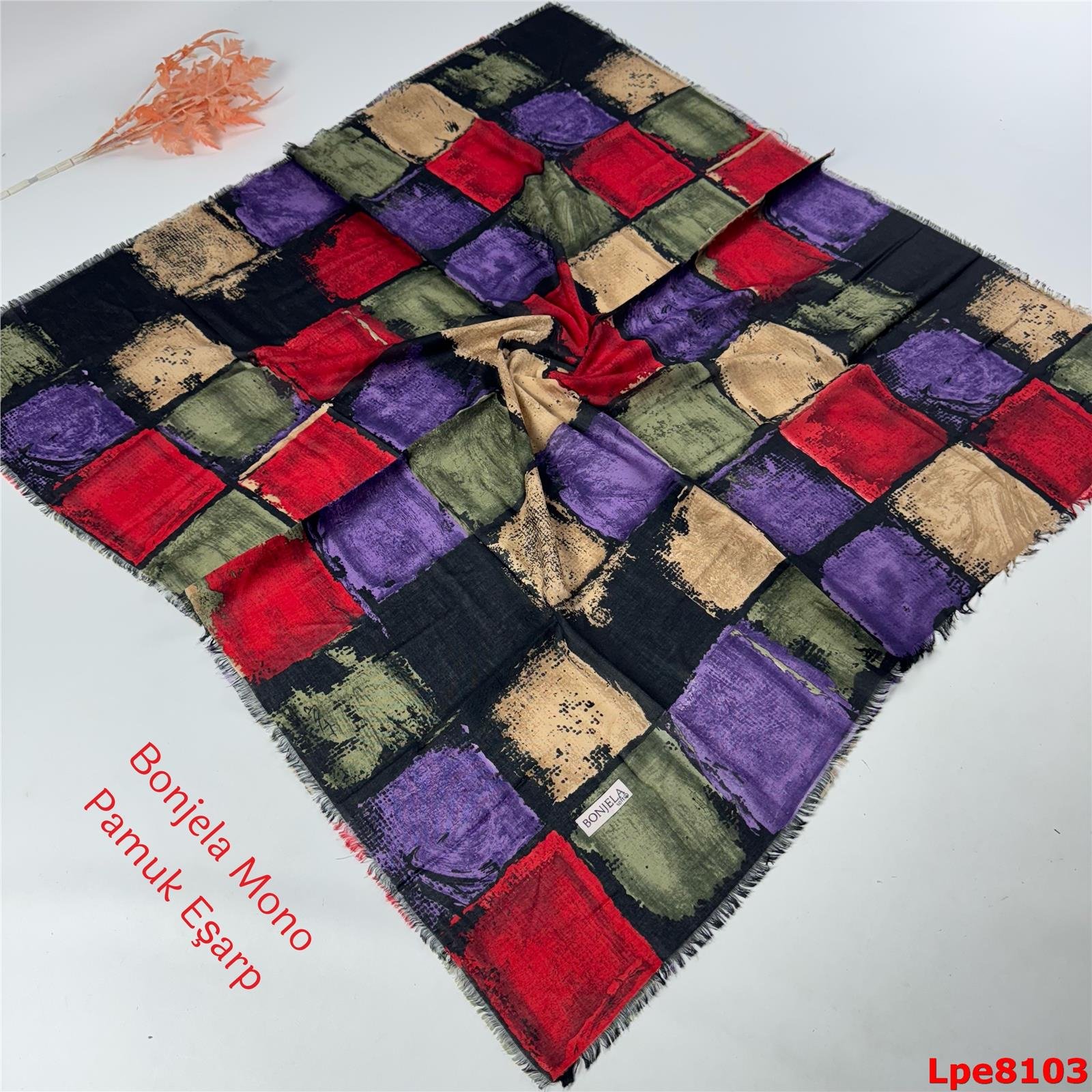 N-013 Bonjela Mono Pamuk Eşarp