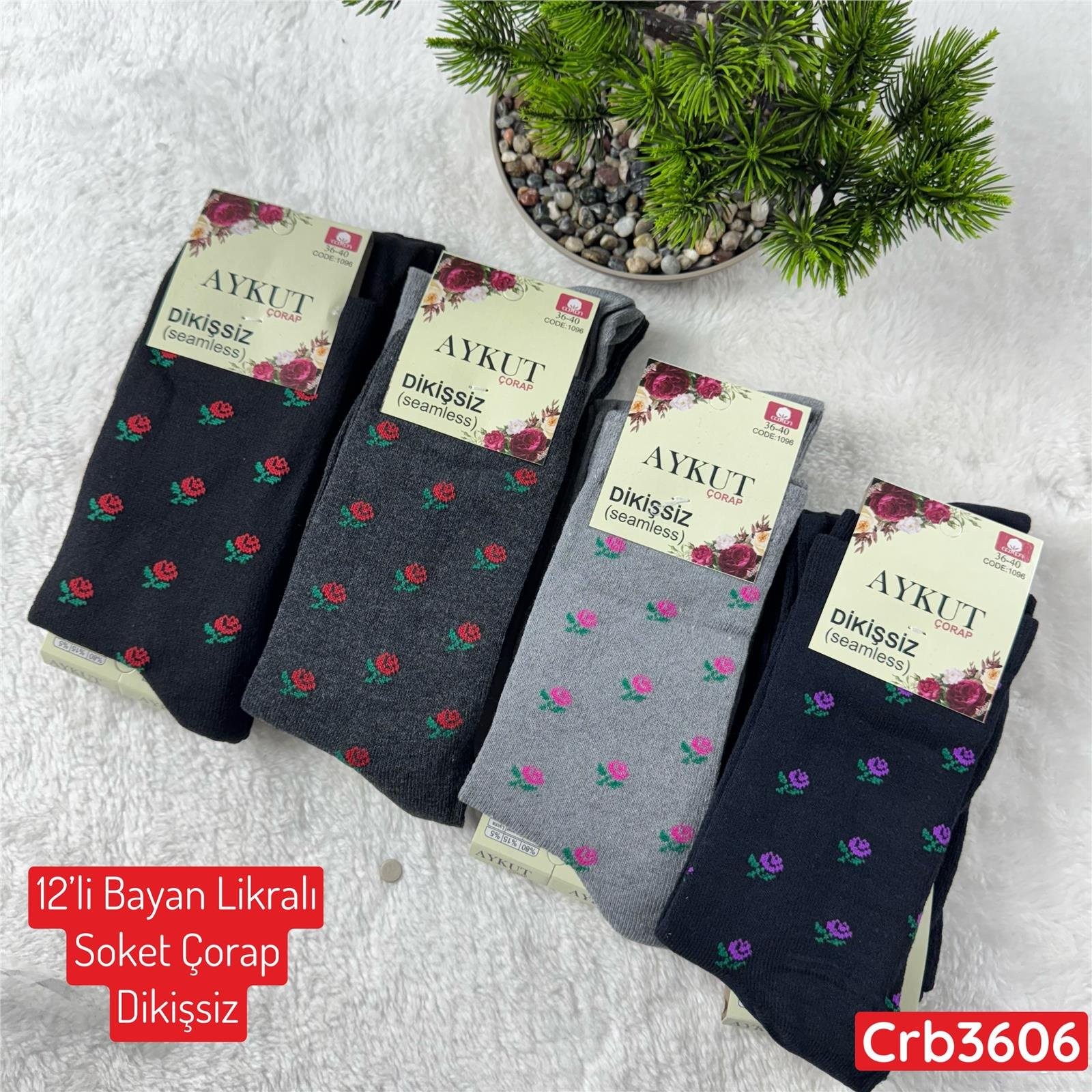 ZV-317 Bayan Likralı Soket Çorap (Dikişsiz) 12 ADET
