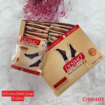 ZV-179 24 Adet İnce Soket Çorap 51 Sahra (20 Denye)