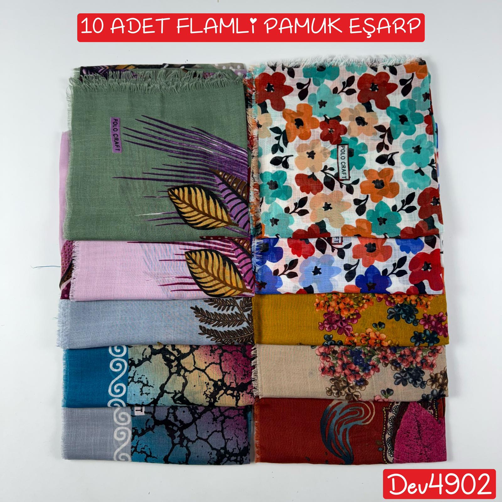 KAMPANYA 10 Adet Desenli Flamlı Eşarp