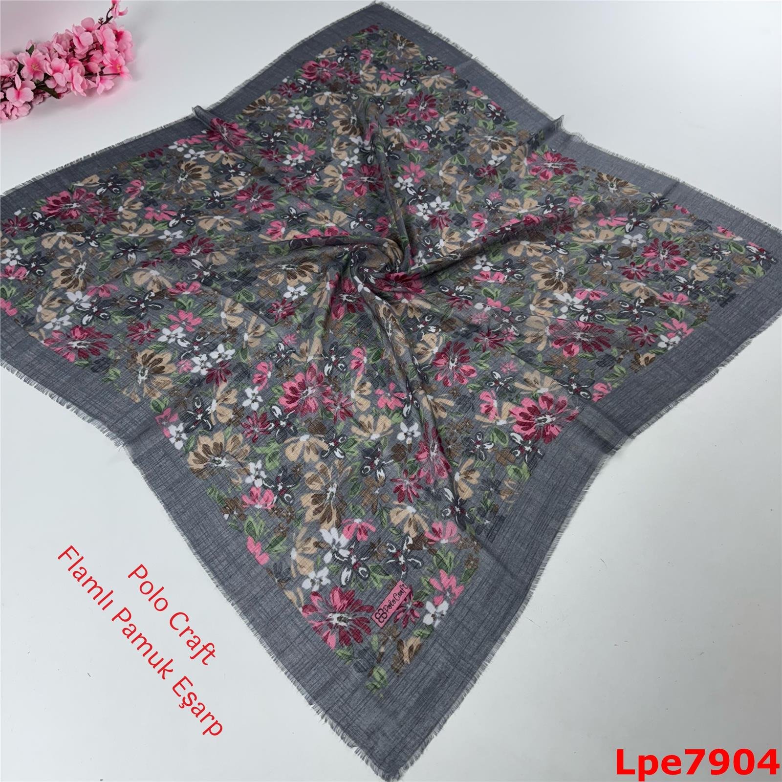 N-125 Polo Craft Flamlı Pamuk Eşarp