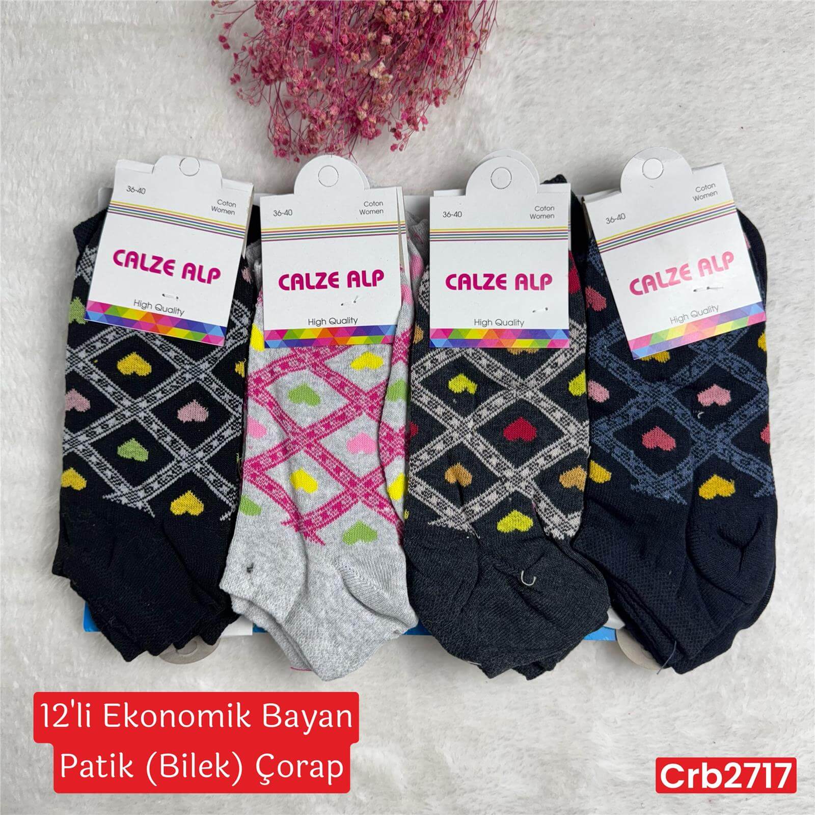 ZV-370 Ekonomik Bayan Patik(Bilek) Çorap 12 ADET