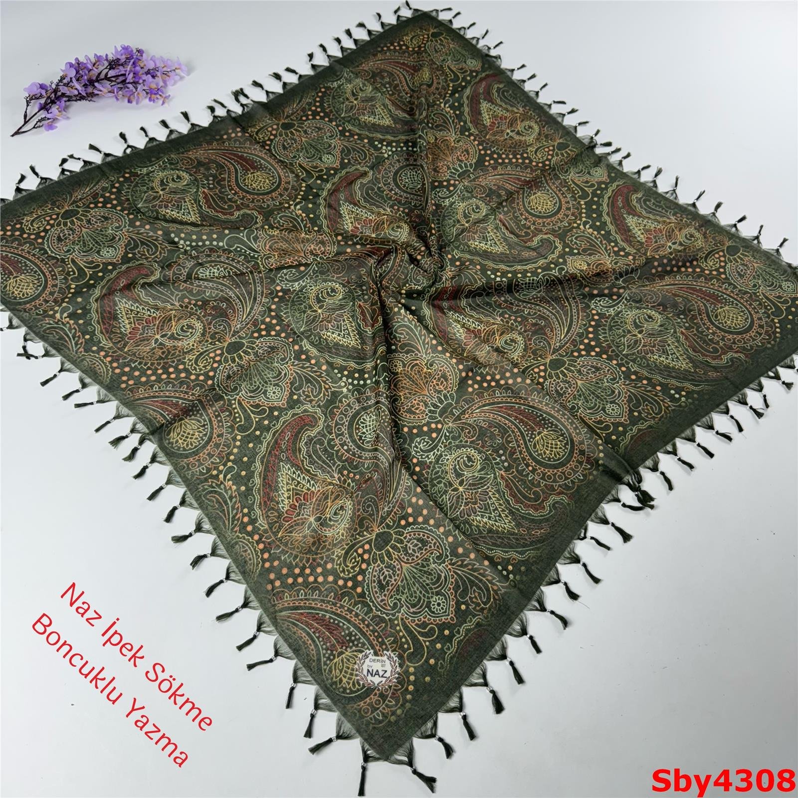 L-217 Naz İpek Sökme Boncuklu Yazma