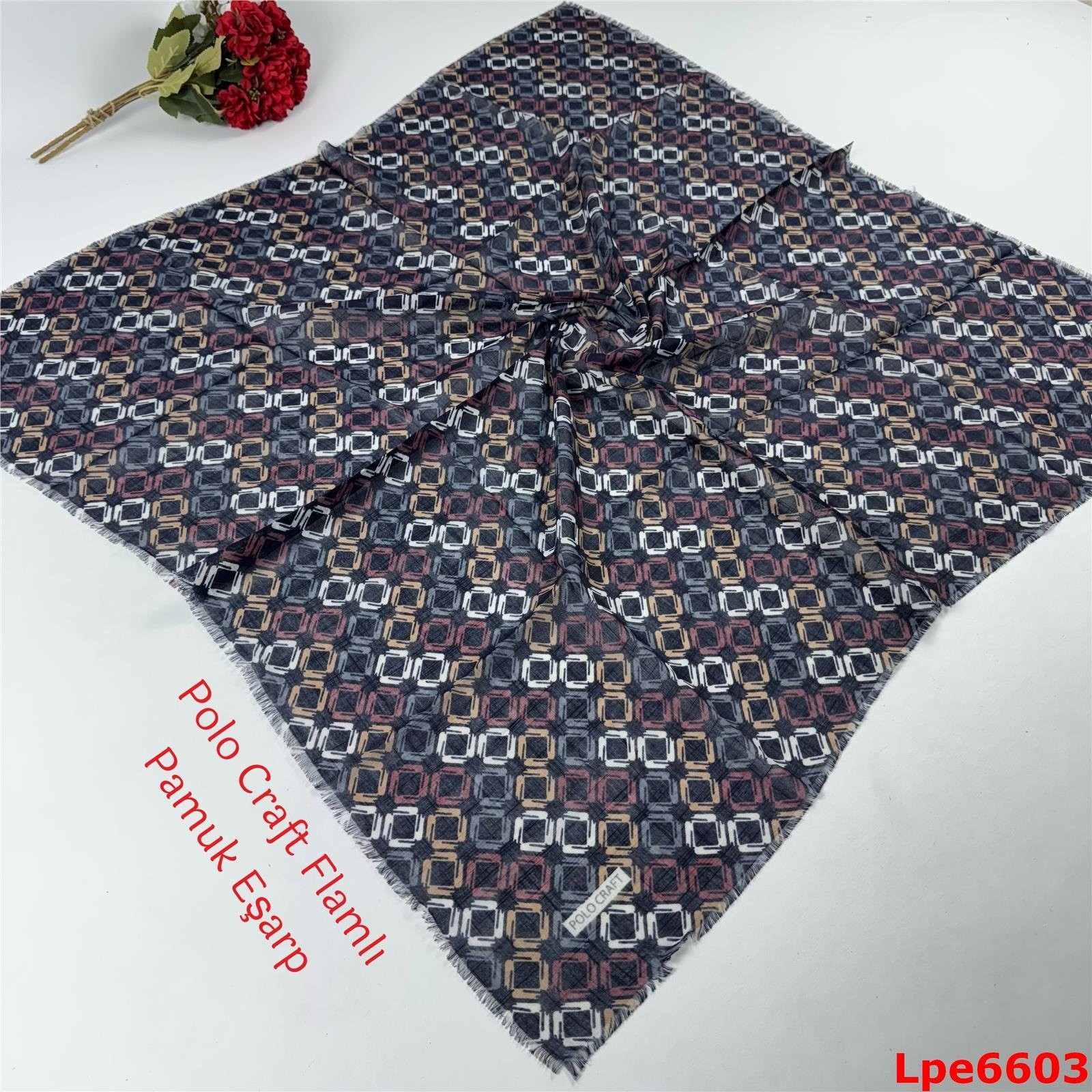 N-062 Polo Craft Flamlı Pamuk Eşarp