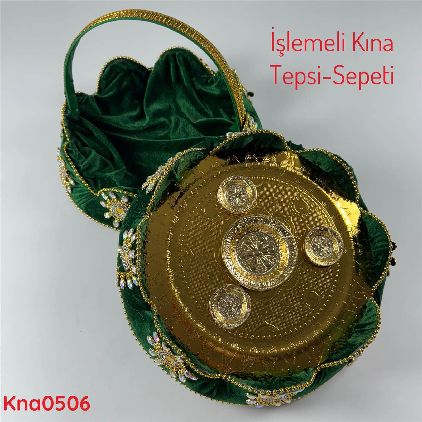 DP-074 İşlemeli Kına Tepsi&Sepeti