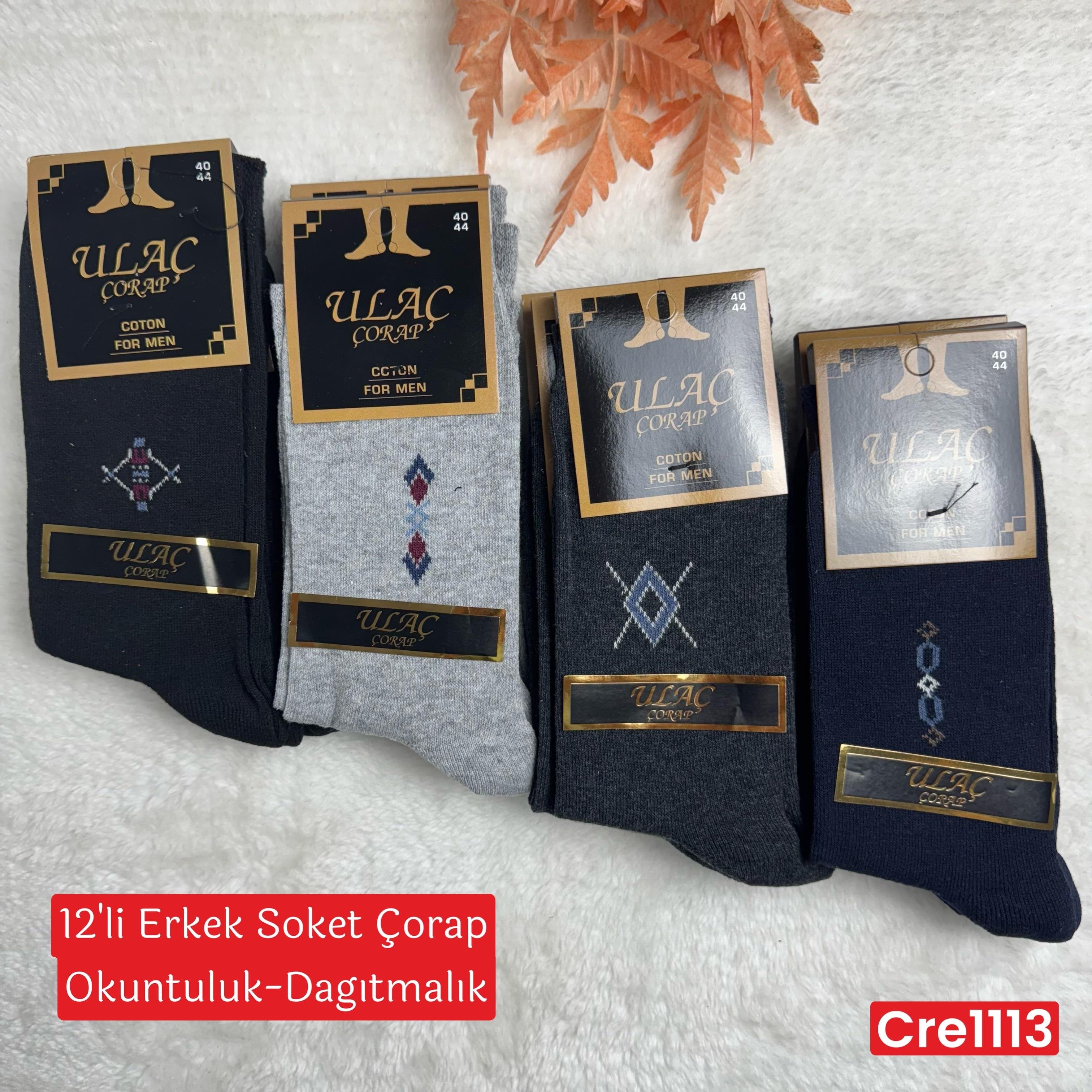 ZV-461 12 Adet Erkek Soket Çorap (Okuntuluk-Dağıtmalık)