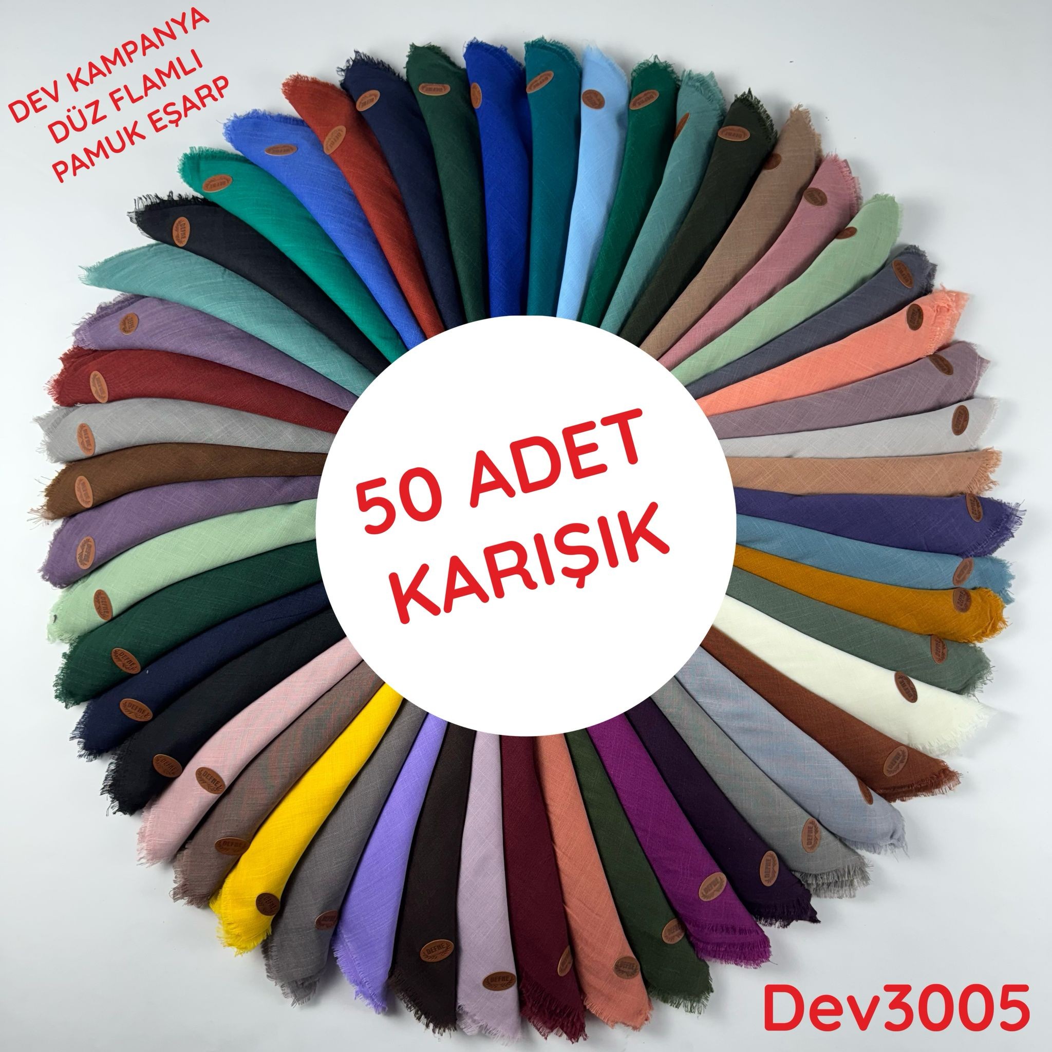 ZT-043 KAMPANYA.. 50 Adet Düz Flamlı Pamuk Eşarp