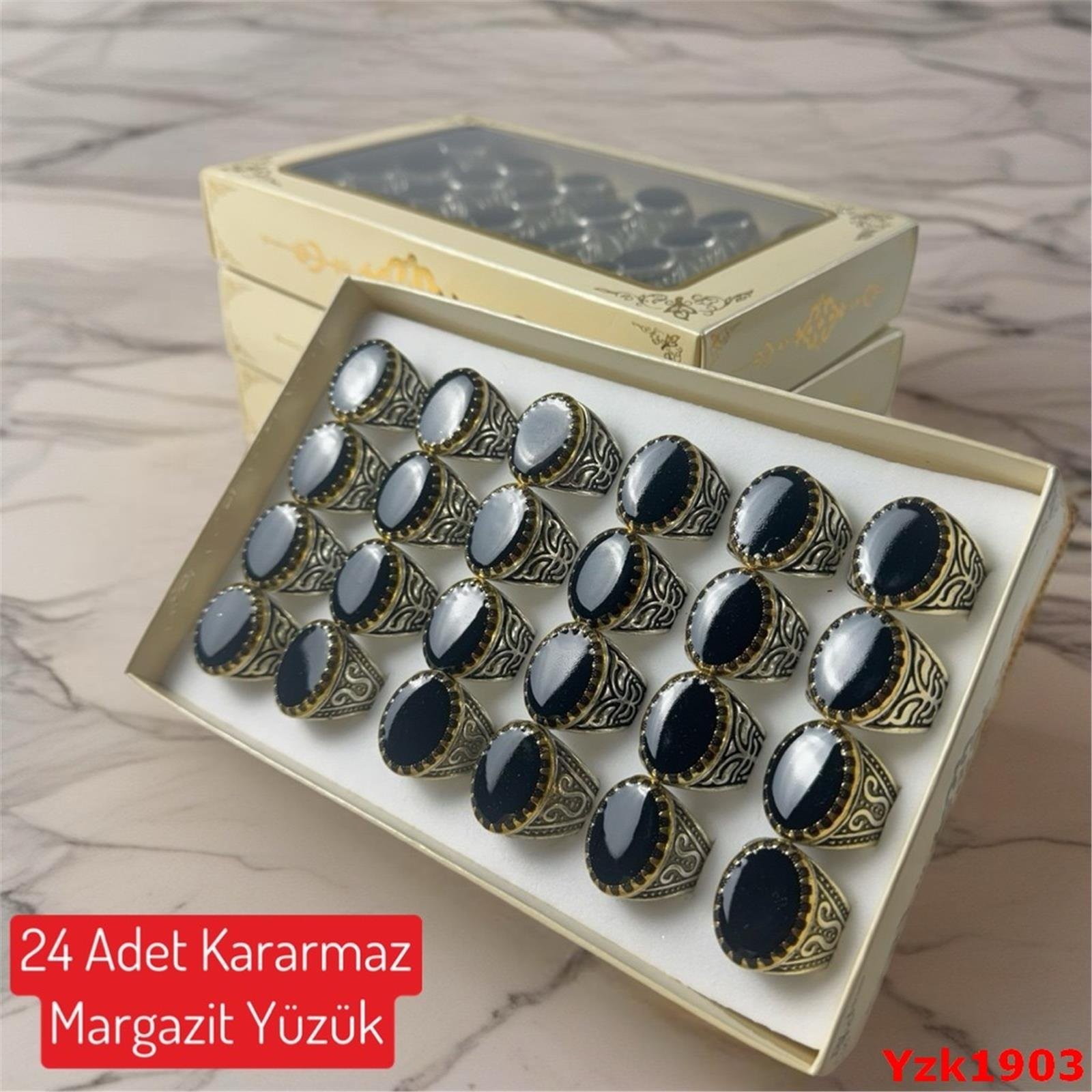 ZN-221 24'lü Kararmaz Margazit Erkek Yüzük