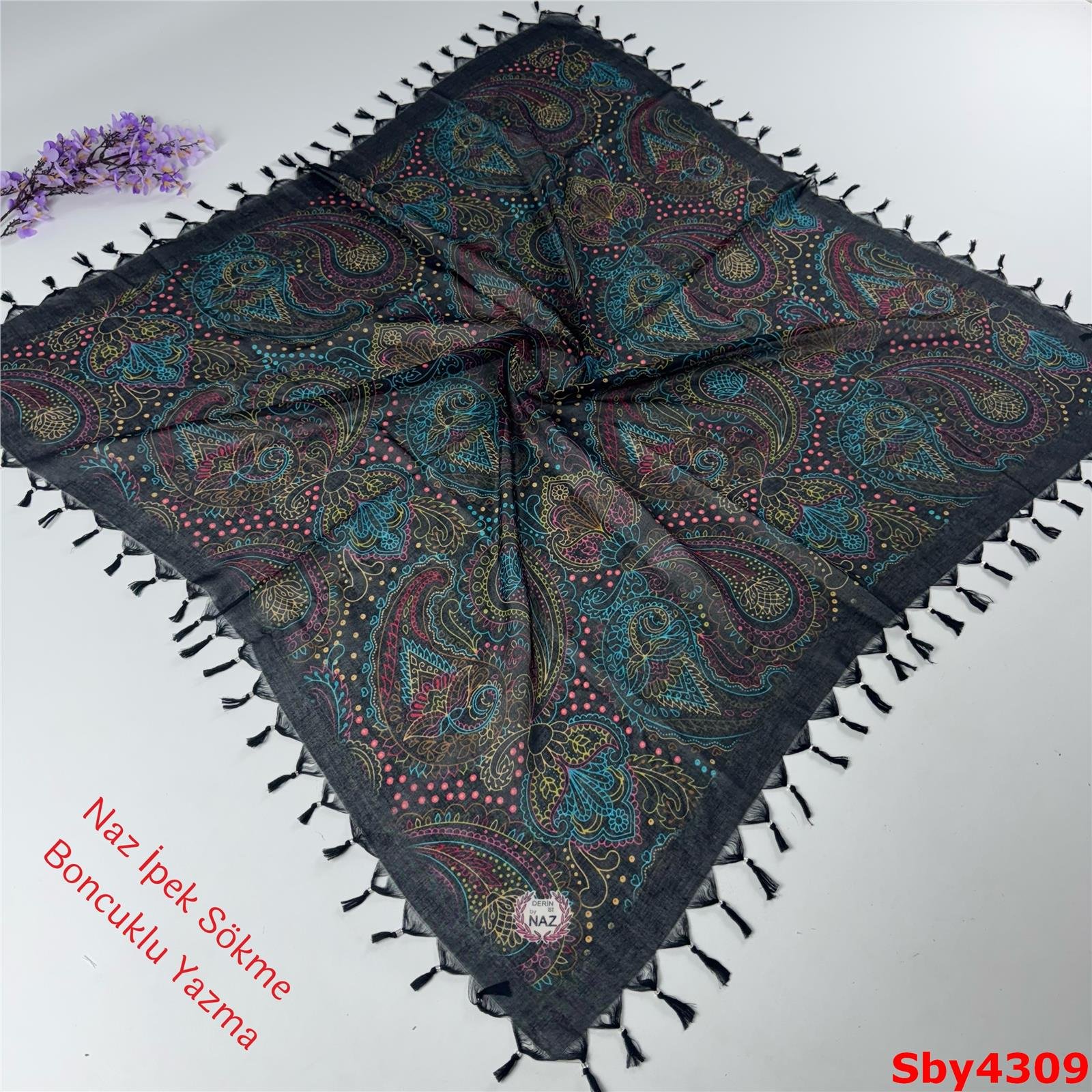 L-220 Naz İpek Sökme Boncuklu Yazma