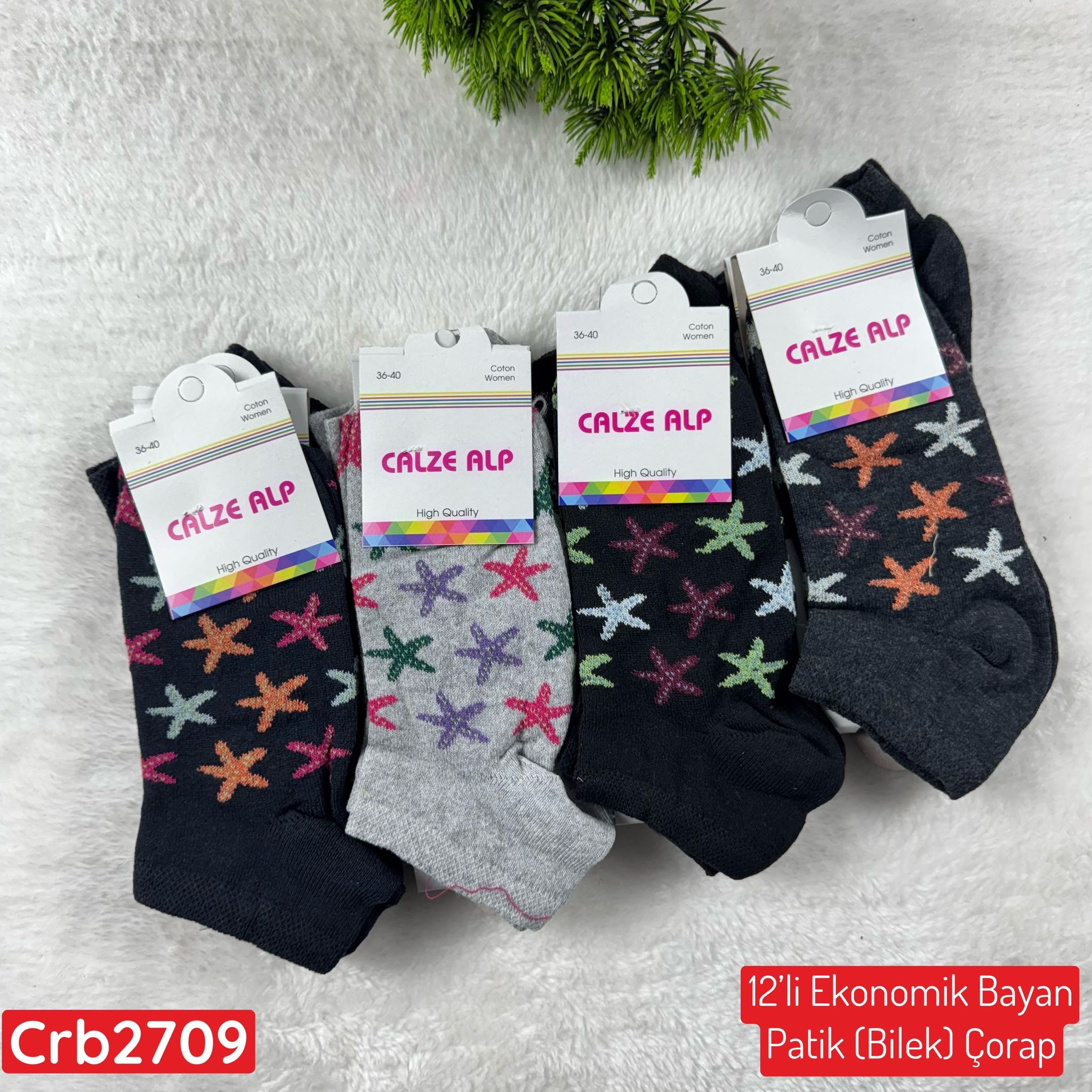 ZV-274 Ekonomik Bayan Patik(Bilek) Çorap 12 ADET
