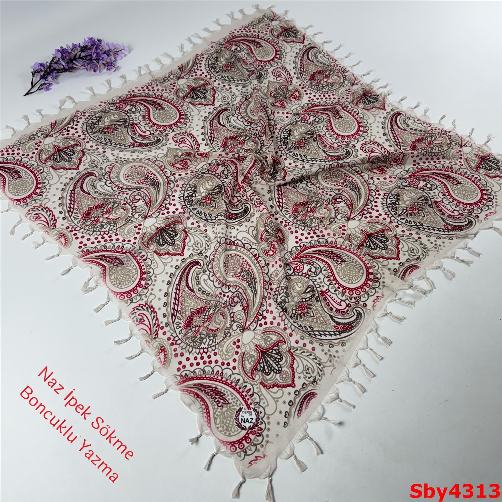 L-250 Naz İpek Sökme Boncuklu Yazma