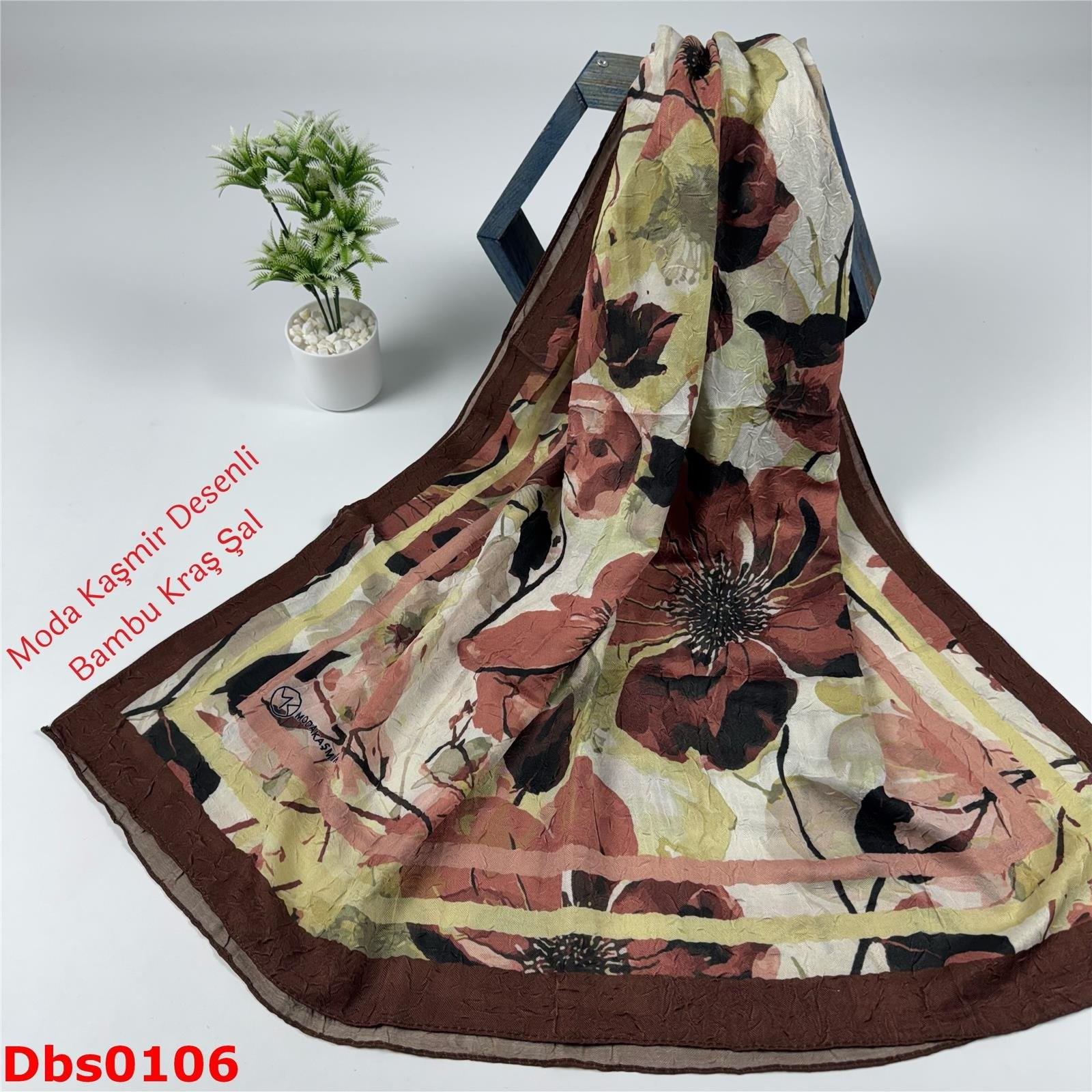 K-124 Moda Kaşmir Desenli Bambu Kraş Şal