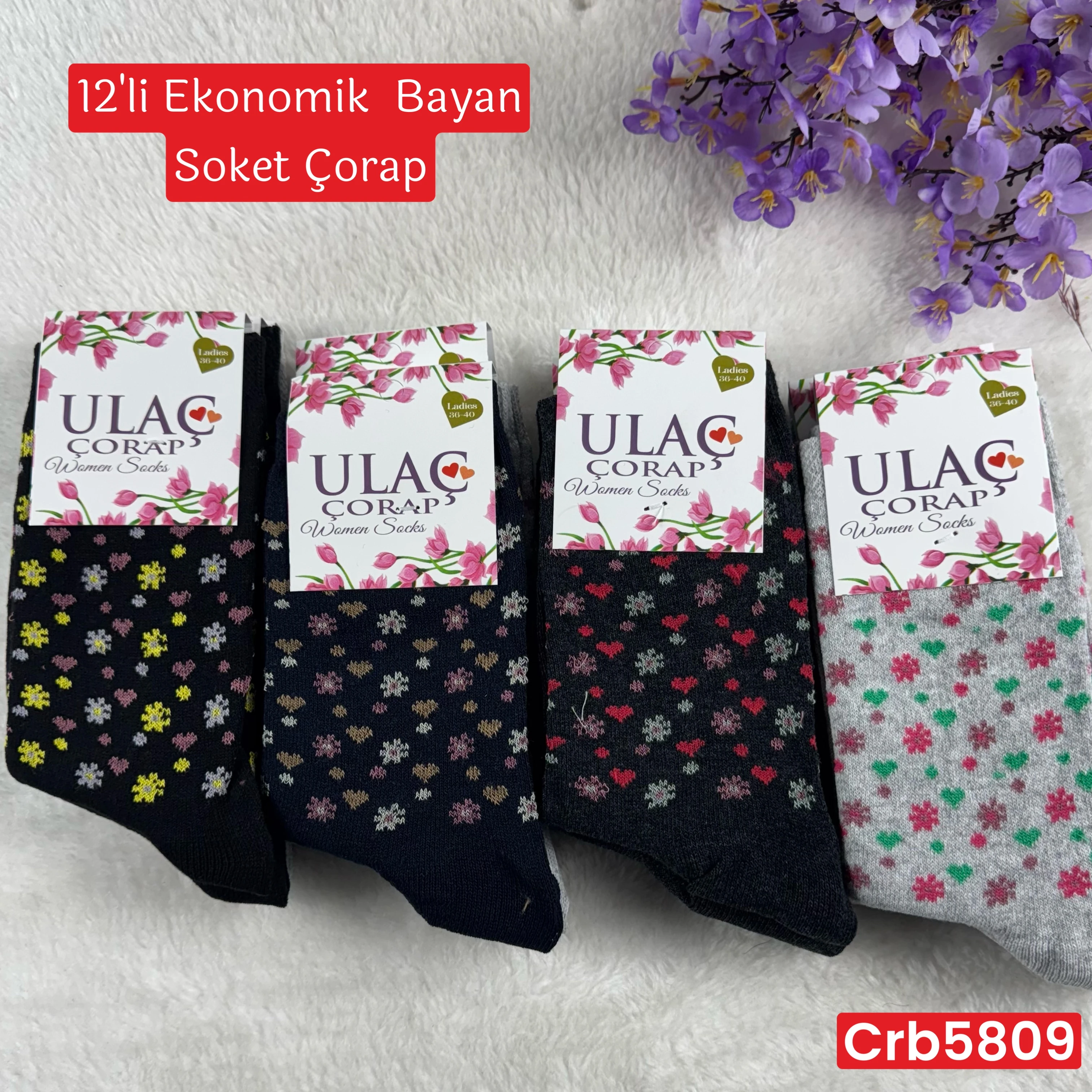 ZV-438 Ekonomik Bayan Soket Çorap 12 ADET