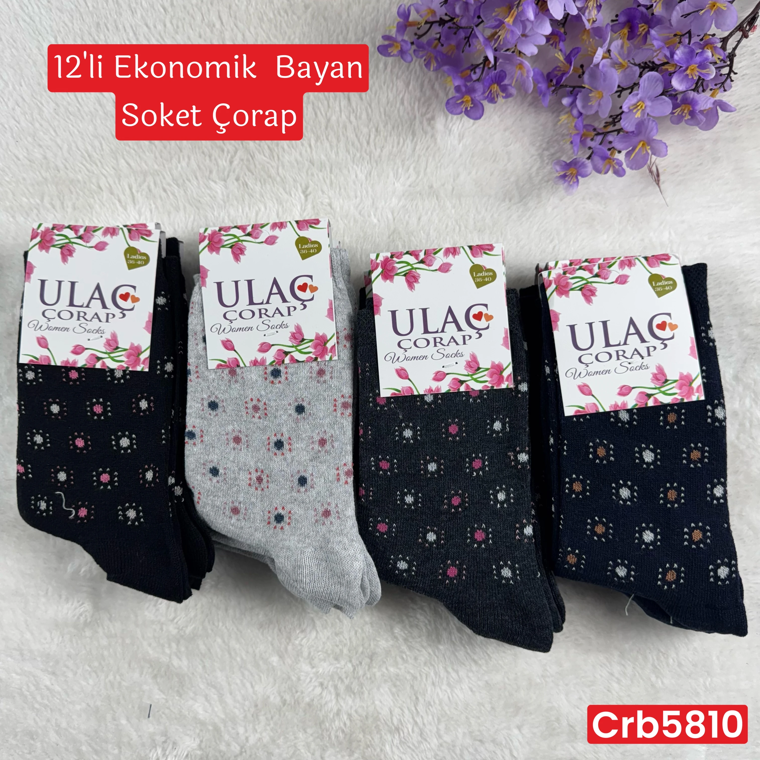 ZV-439 Ekonomik Bayan Soket Çorap 12 ADET