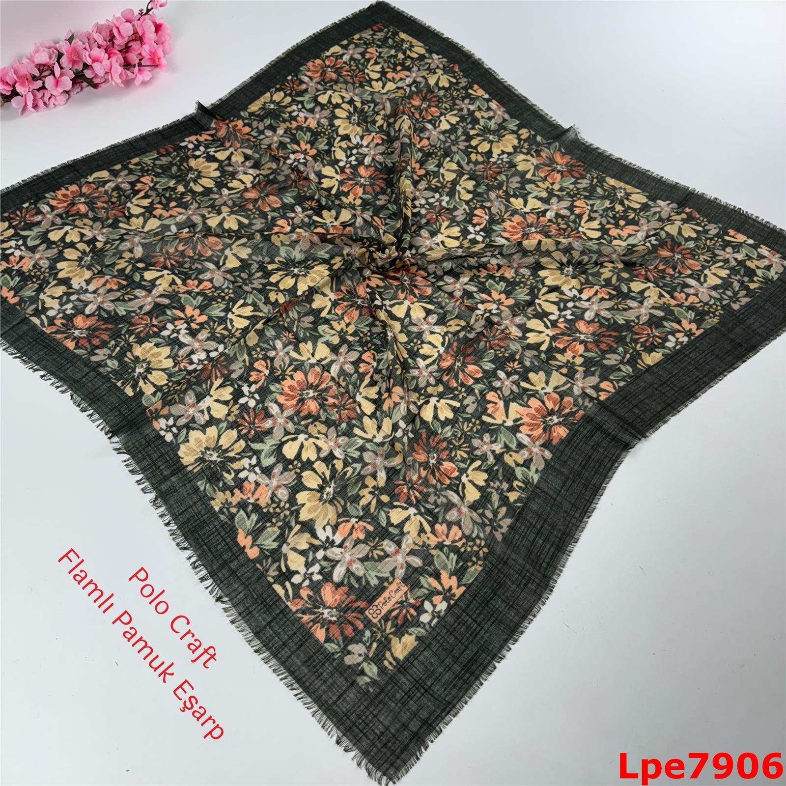 N-133 Polo Craft Flamlı Pamuk Eşarp