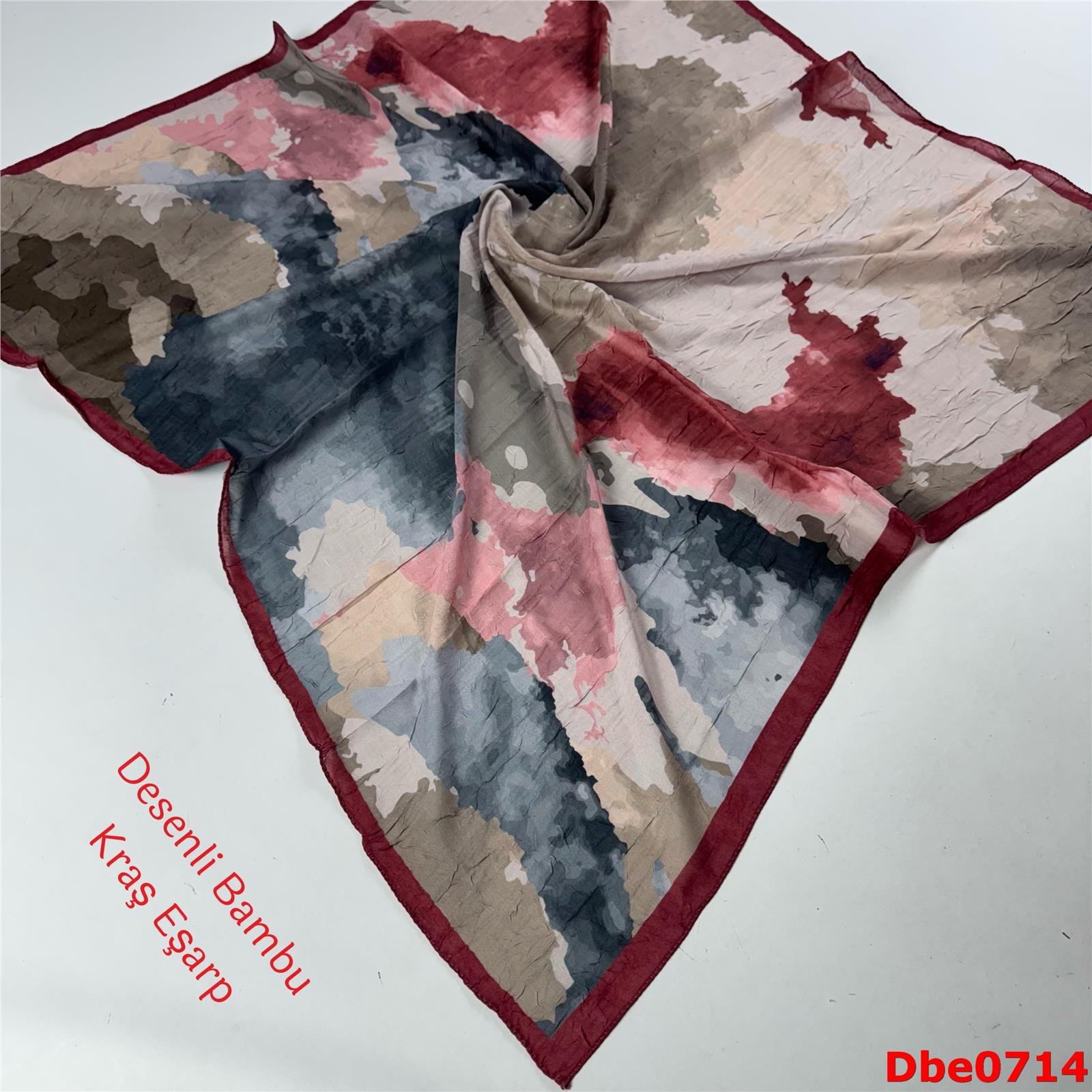 P-123 Desenli Bambu Kraş Eşarp