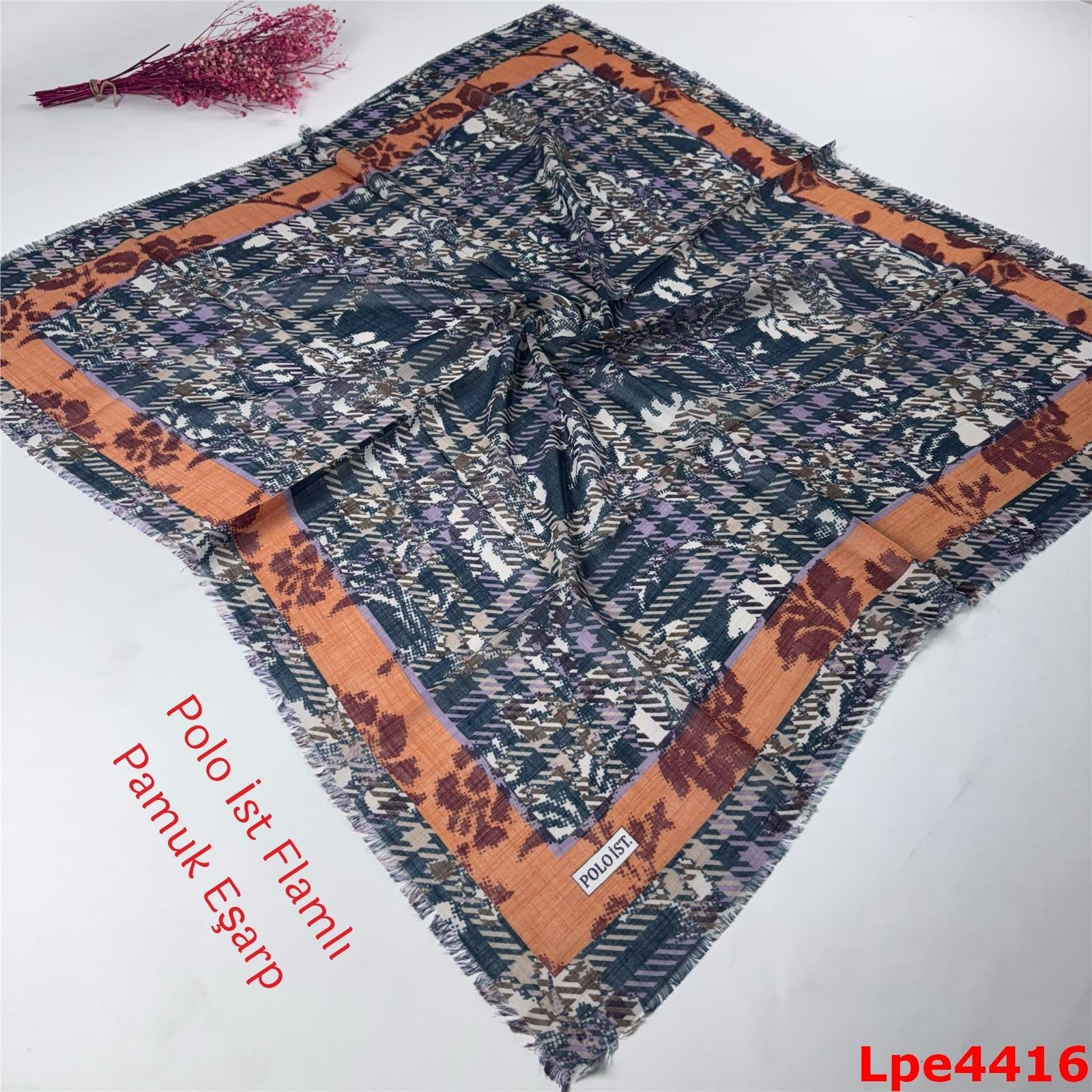 N-118 Polo İst Flamlı Pamuk Eşarp