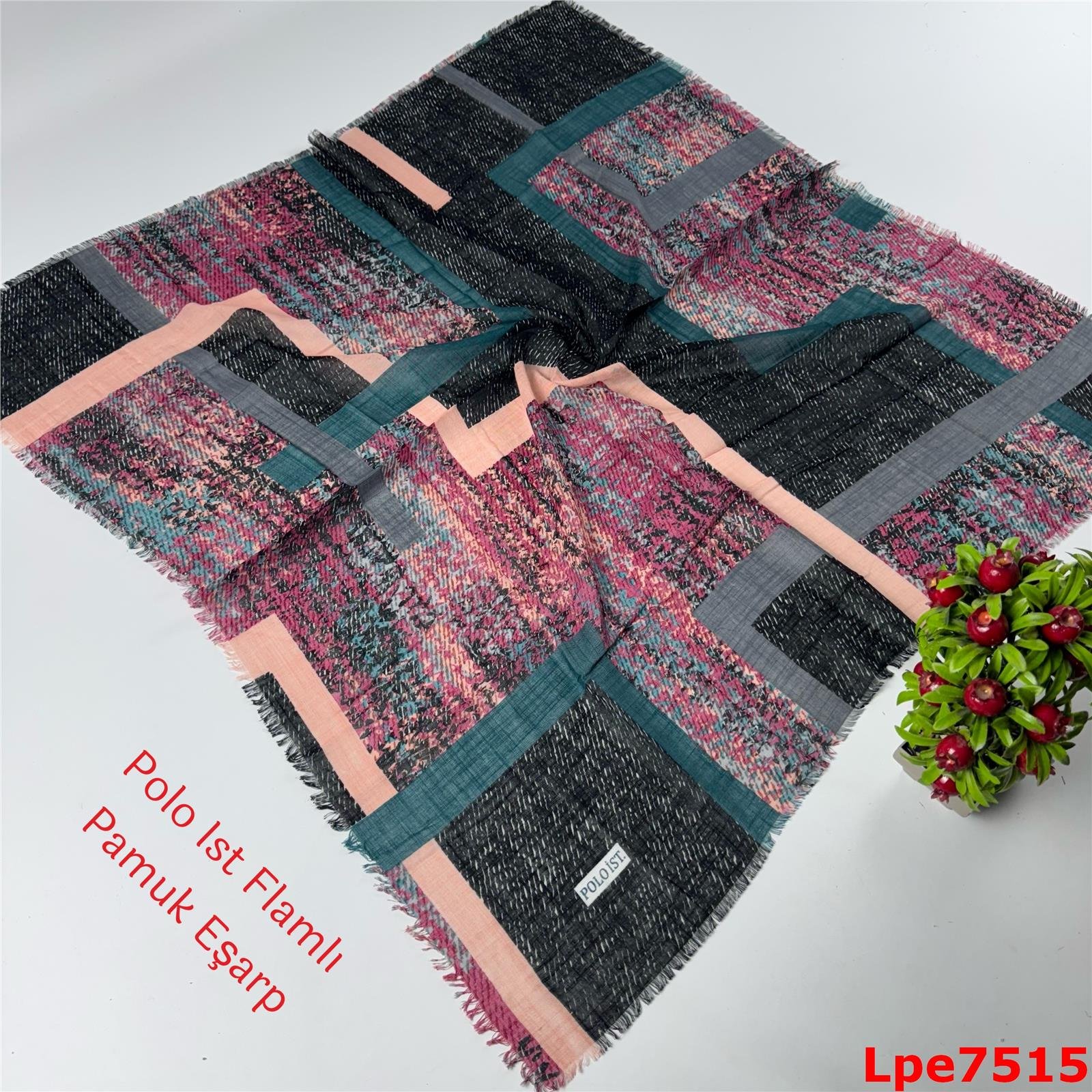 N-071 Polo İst Flamlı Pamuk Eşarp