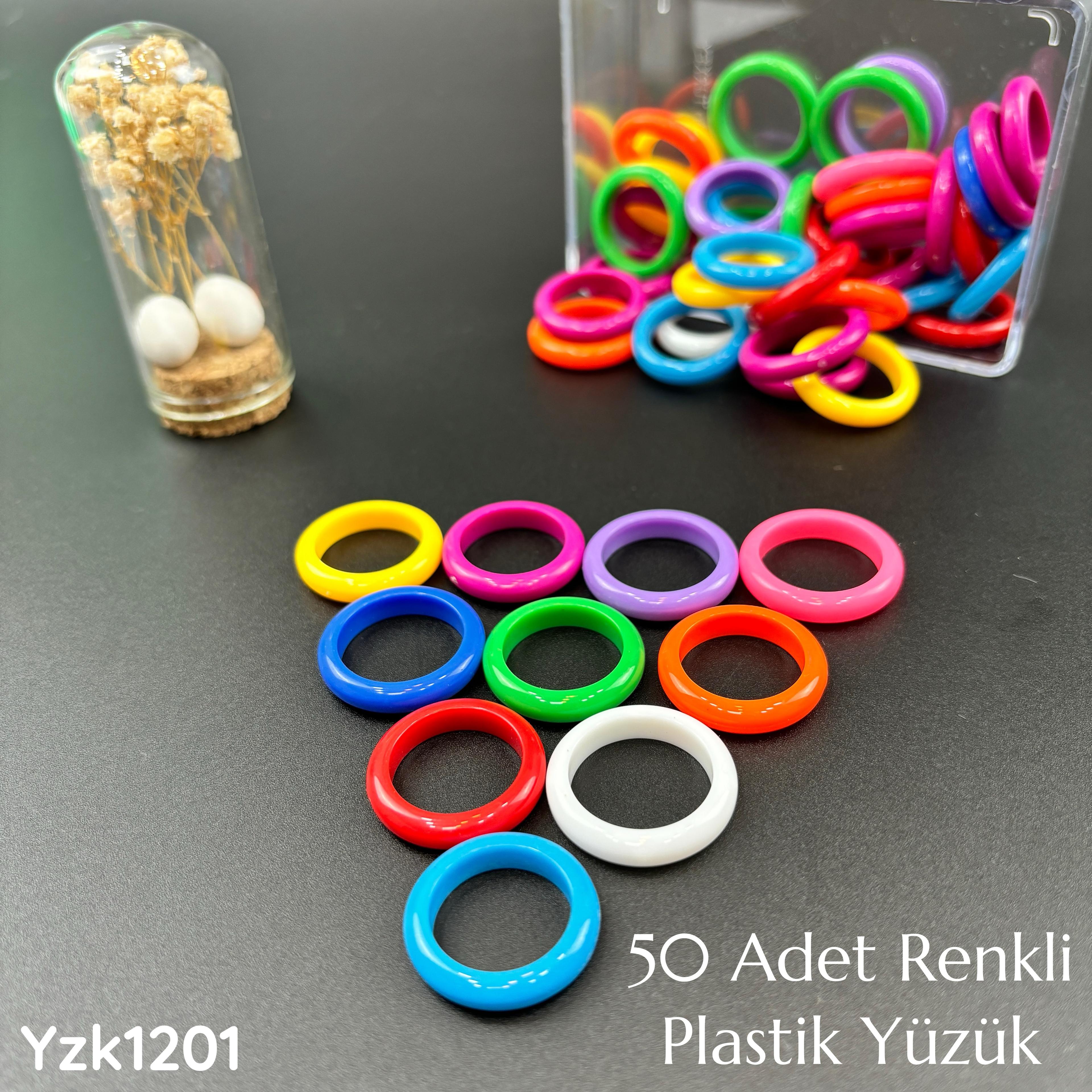 UD-196 50 Adet Renkli Plastık Yüzük