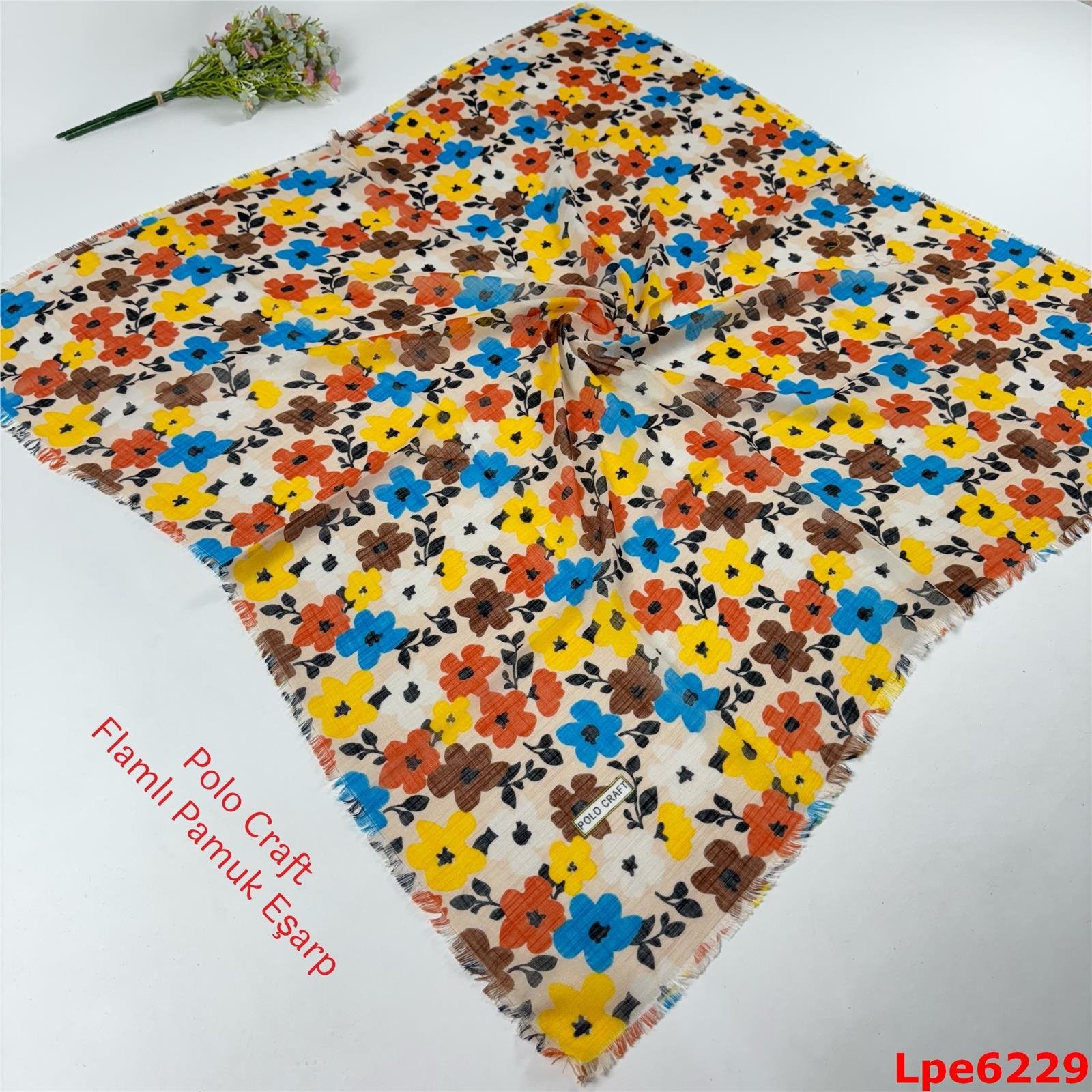 N-066 Polo Craft Flamlı Pamuk Eşarp