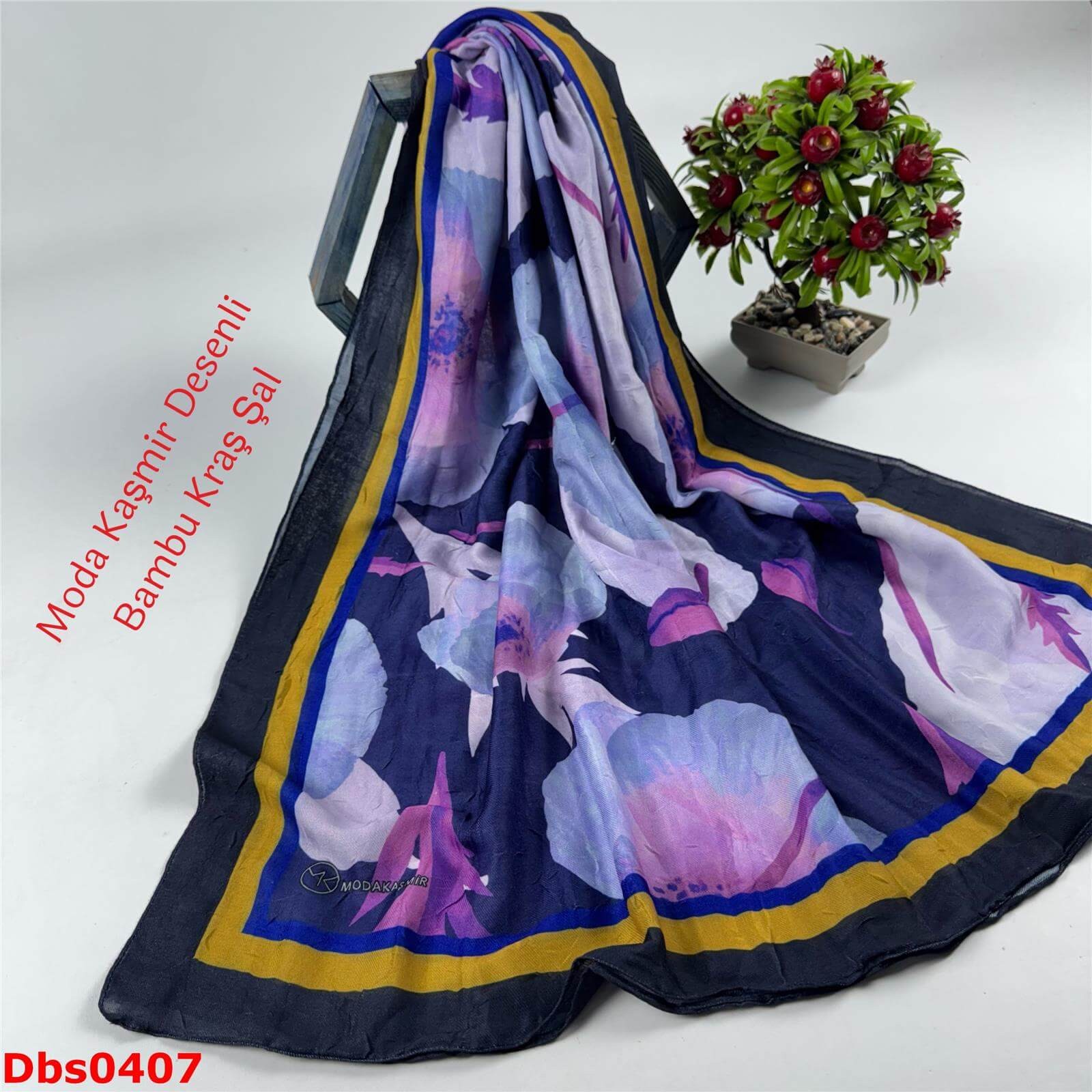 K-185  Moda Kaşmir Desenli Bambu Kraş Şal