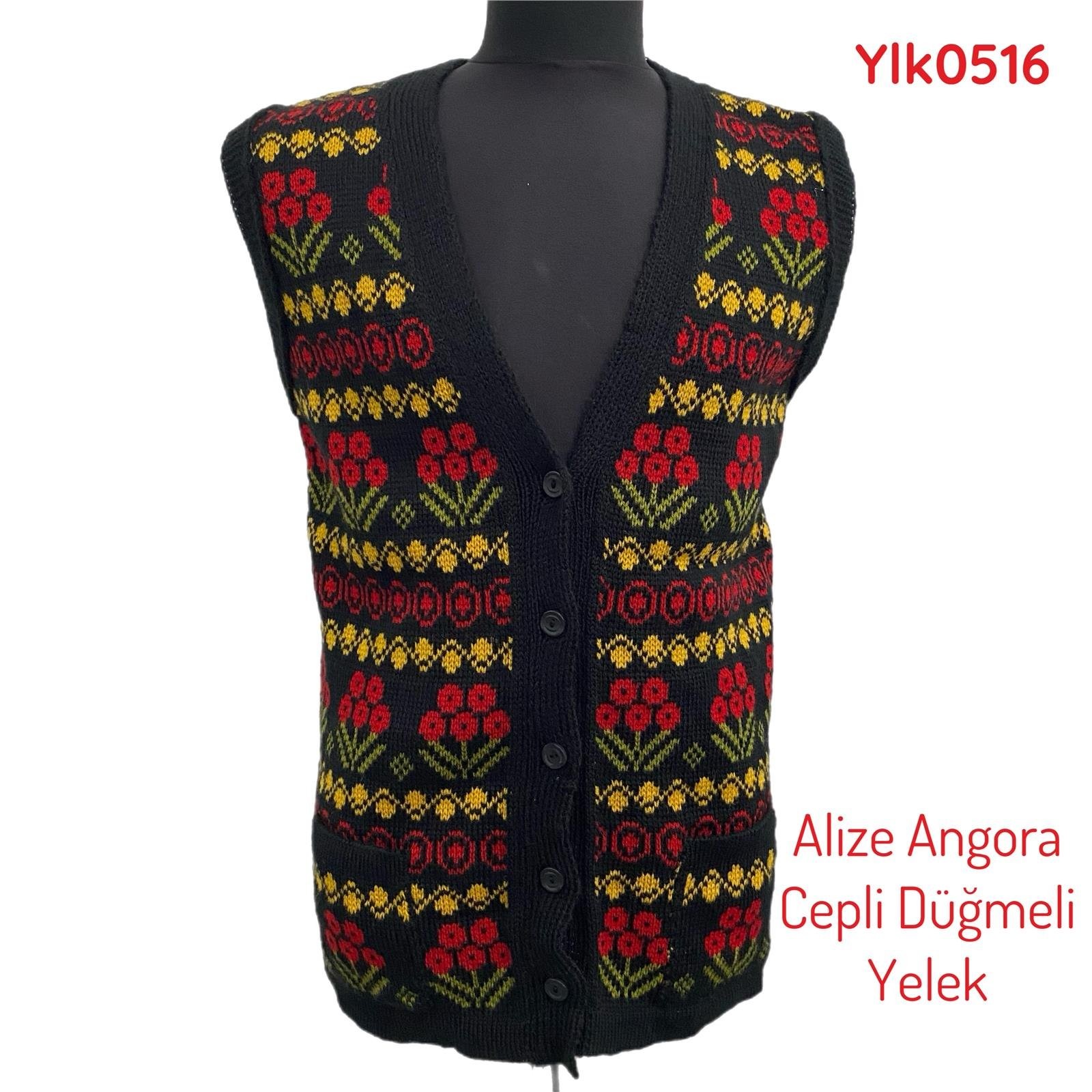 U-394 Alize Angora Cepli Düğmeli Yelek