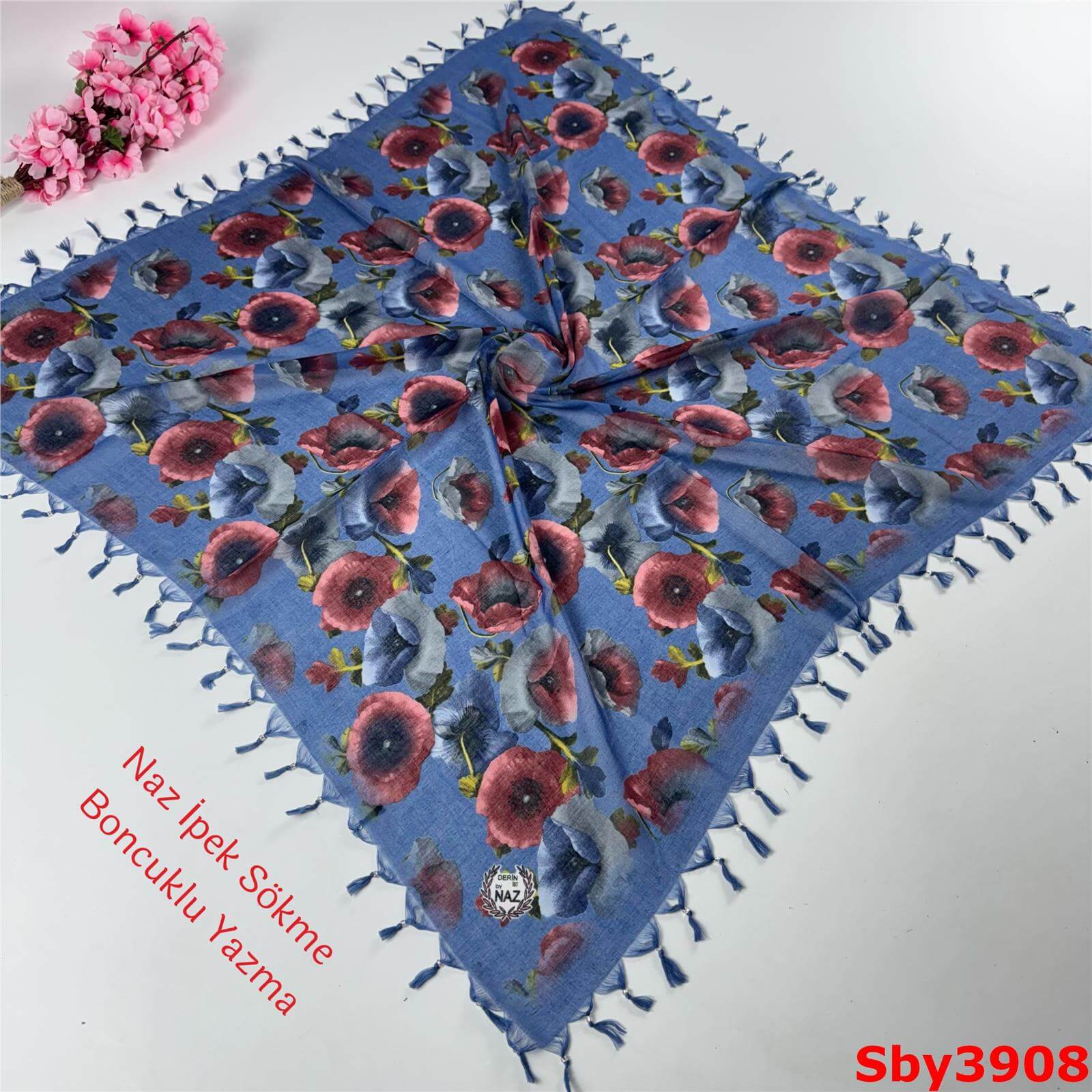 L-181 Naz İpek Sökme Boncuklu Yazma