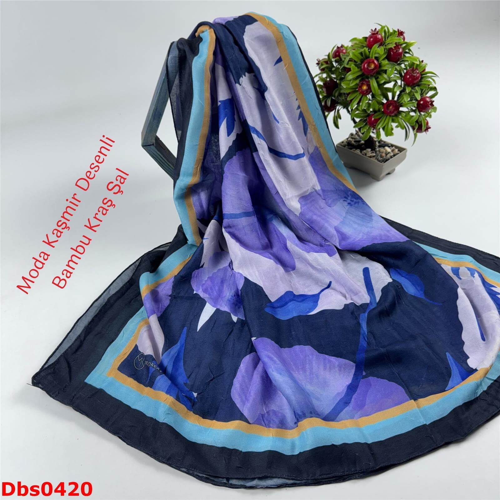 K-243  Moda Kaşmir Desenli Bambu Kraş Şal