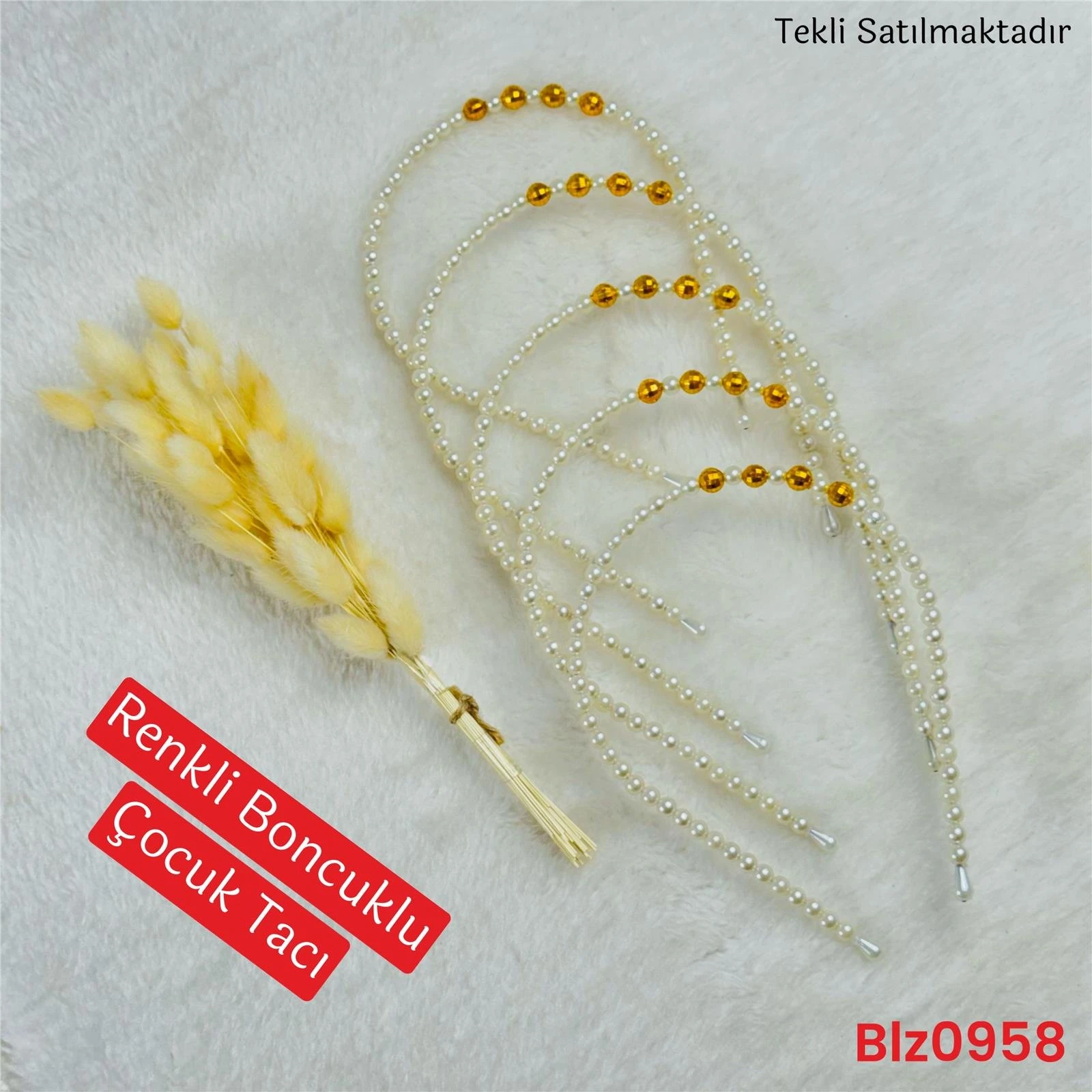 ZC-080  Boncuklu Çocuk Tacı Renkli 1 Adet