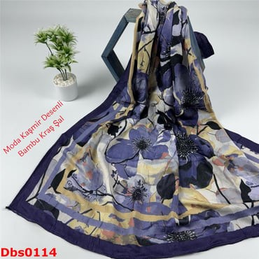 K-132 Moda Kaşmir Desenli Bambu Kraş Şal