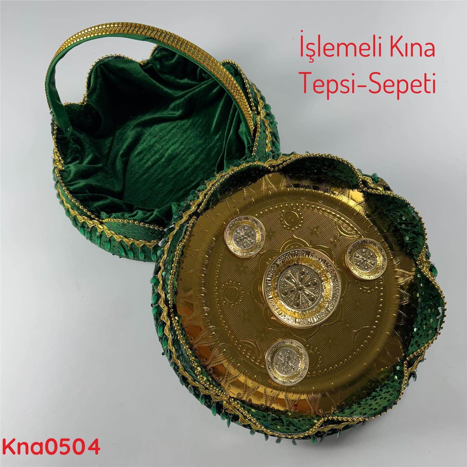 DP-072 İşlemeli Kına Tepsi&Sepeti