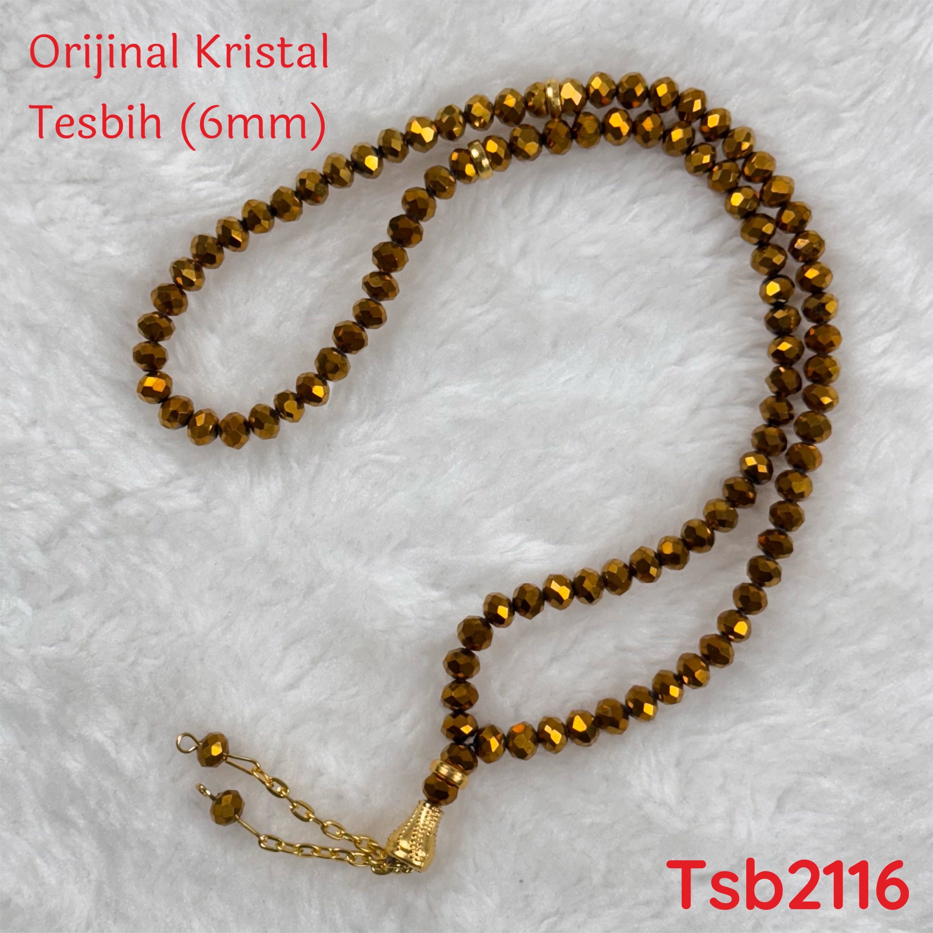 V-292 Orijinal Kristal Tesbih 6mm