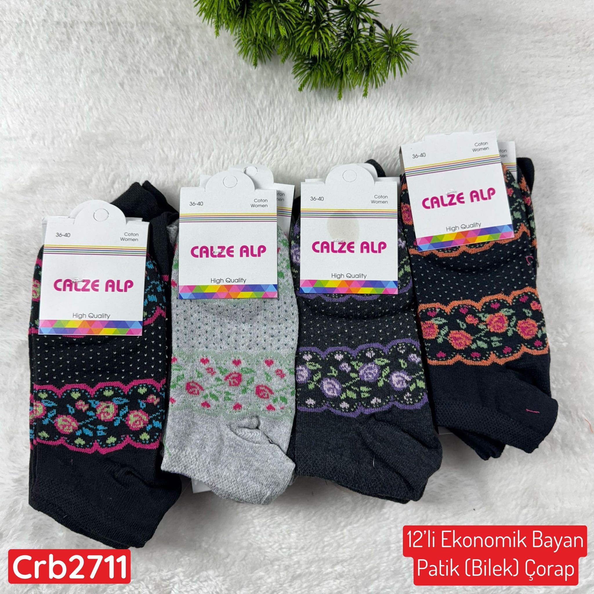 ZV-278 Ekonomik Bayan Patik(Bilek) Çorap 12 ADET