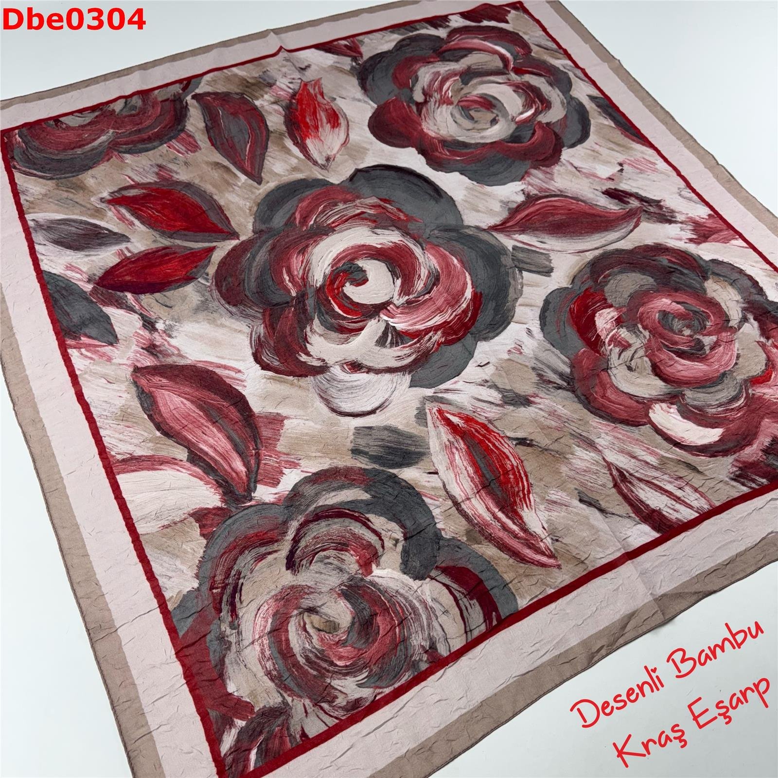 R-076 Desenli Bambu Kraş Eşarp