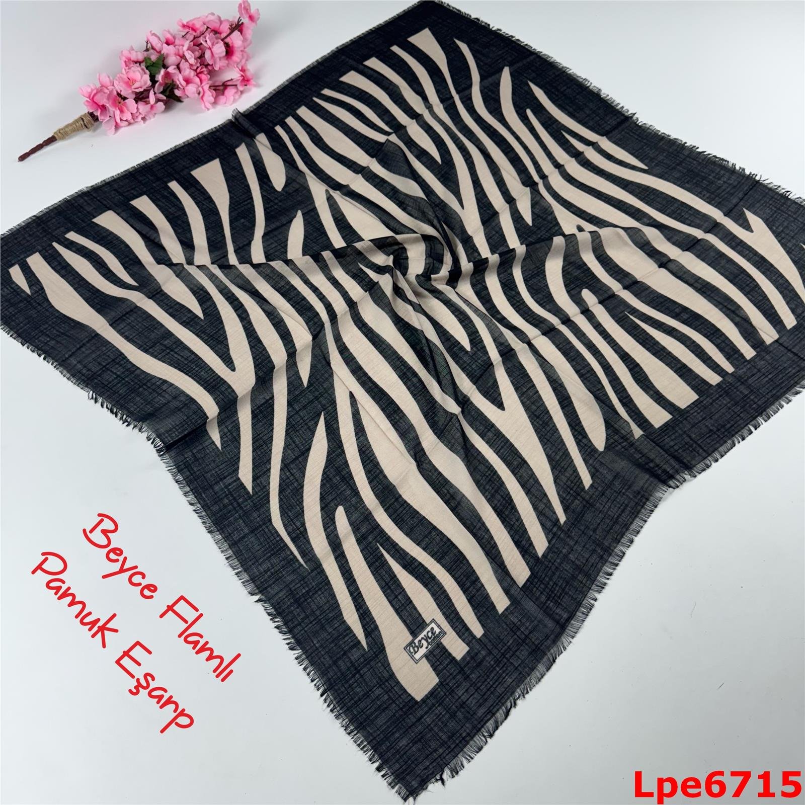 N-061 Beyce Flamlı Pamuk Eşarp
