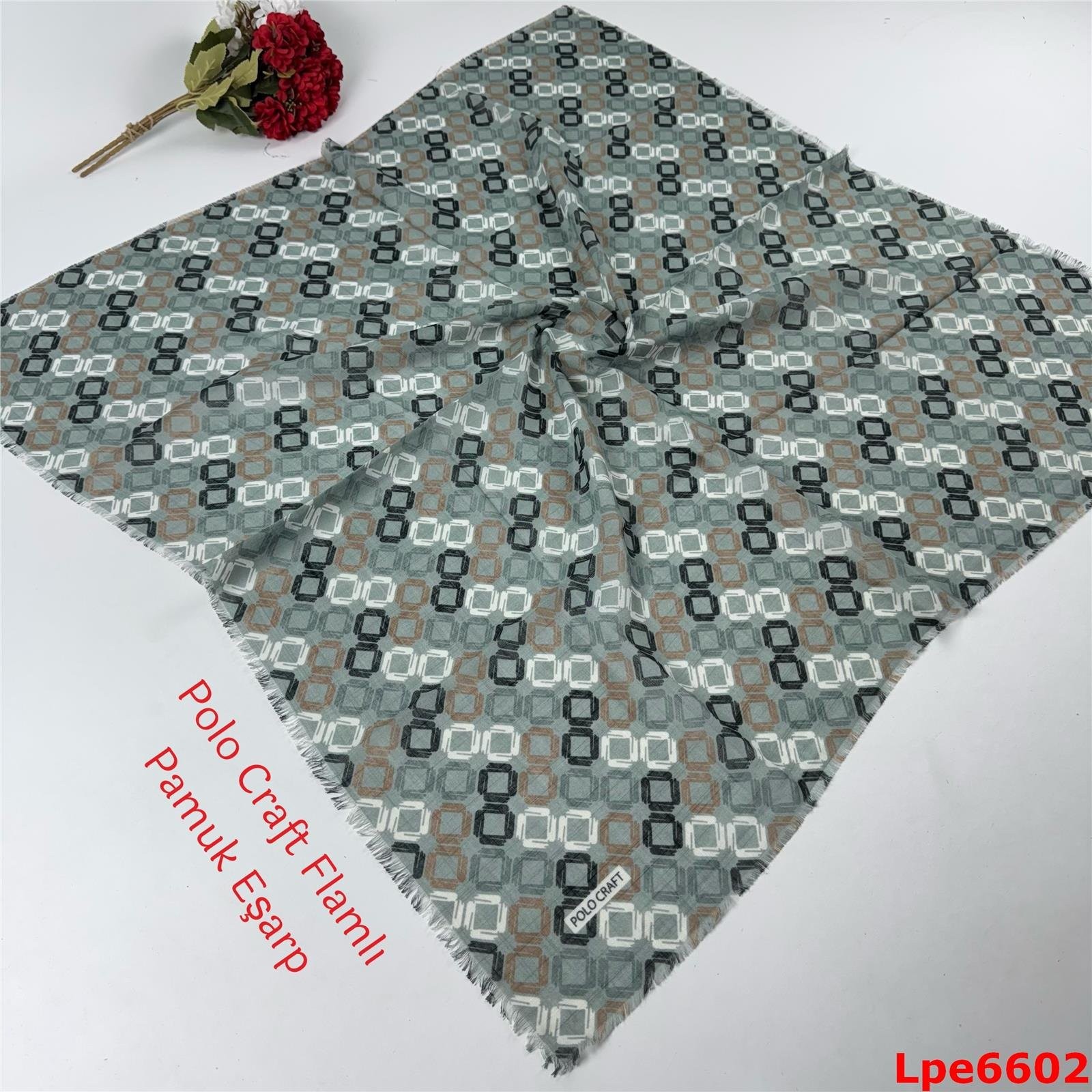 N-056 Polo Craft Flamlı Pamuk Eşarp