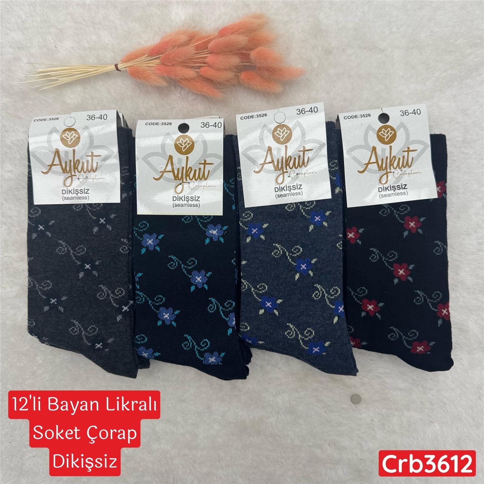 ZV-090 Bayan Likralı Soket Çorap (Dikişsiz) 12 ADET