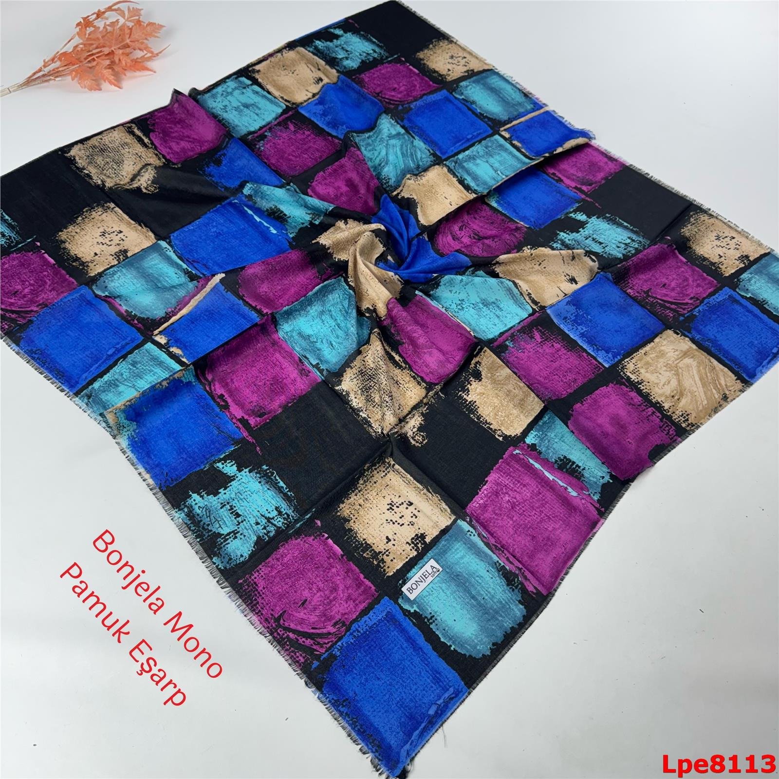 N-048 Bonjela Mono Pamuk Eşarp