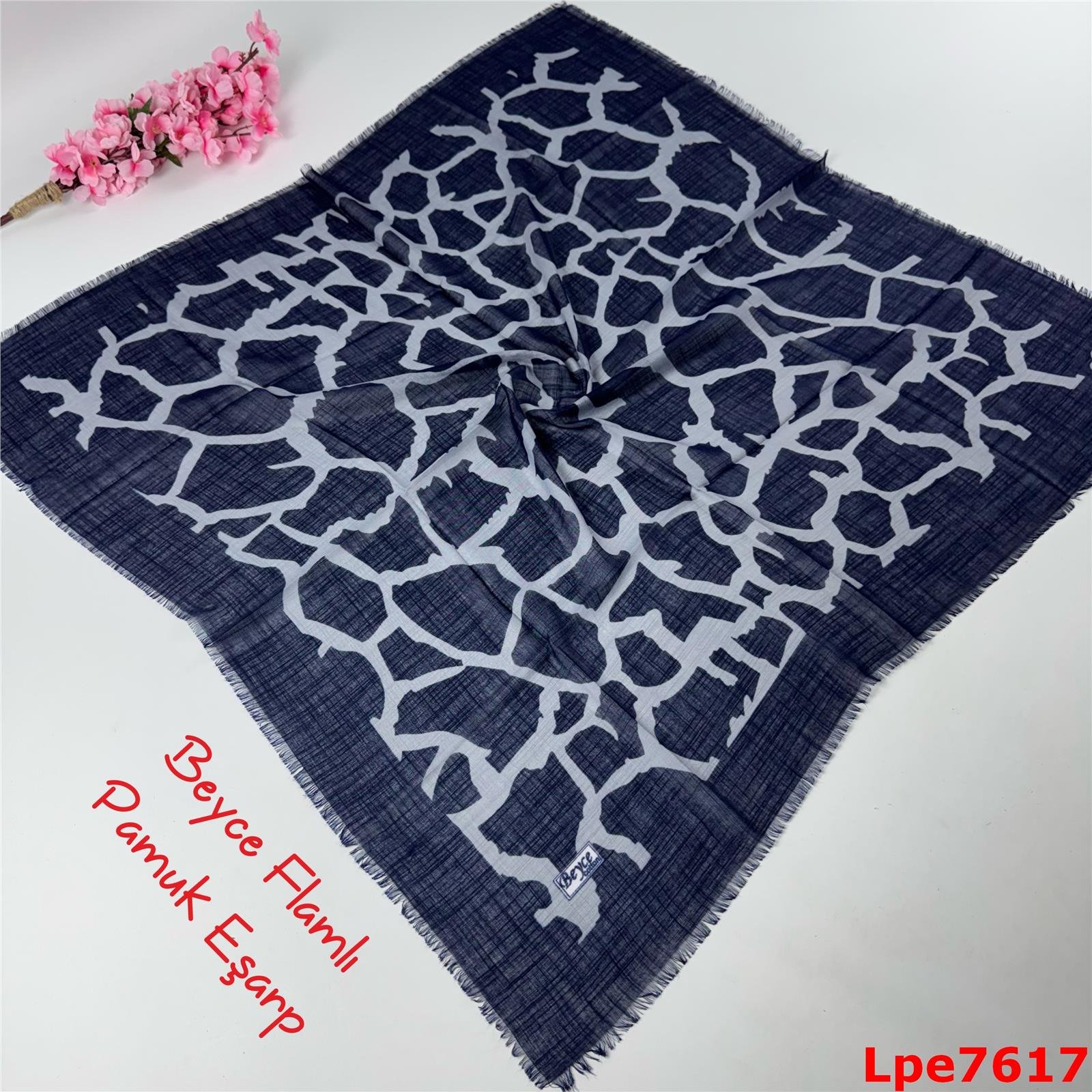 N-037 Beyce Flamlı Pamuk Eşarp