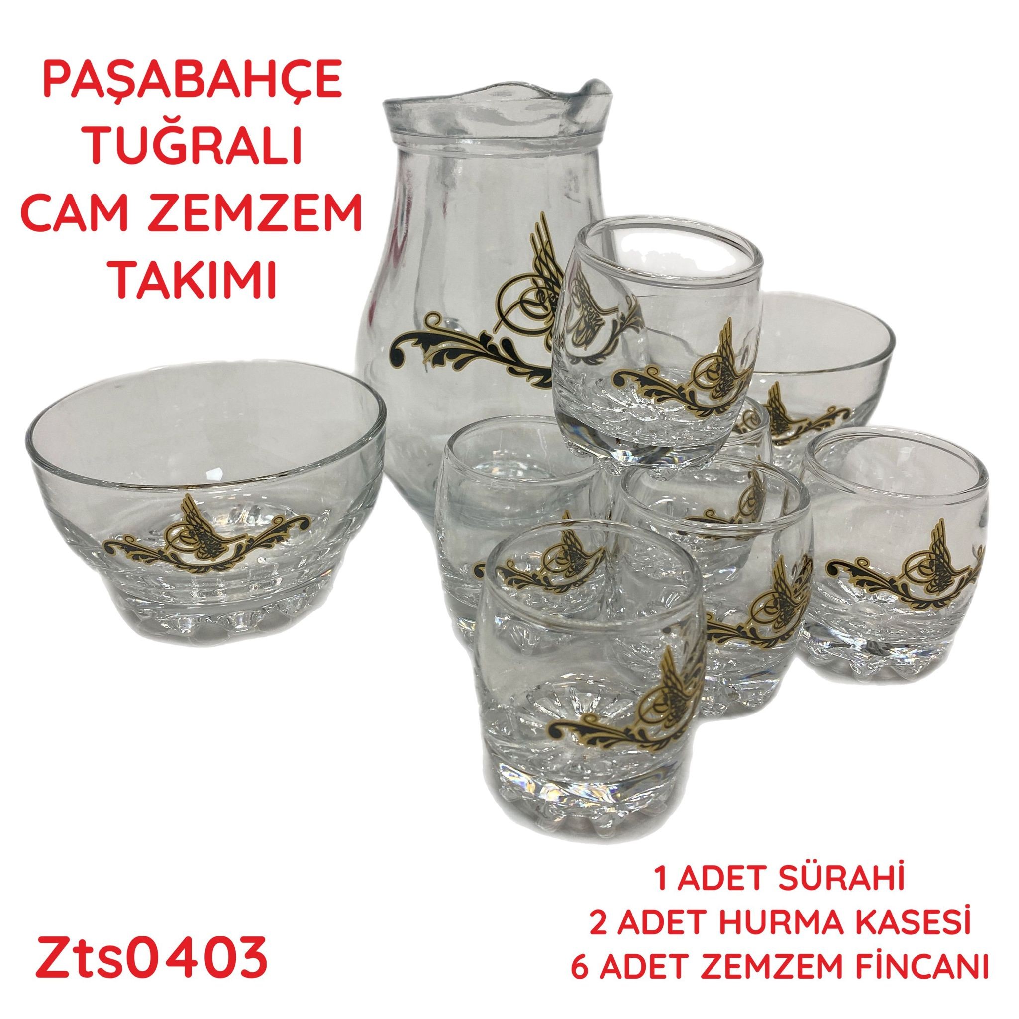 O-367 Paşabahçe Cam Zemzem Takımı Kabe Desenli