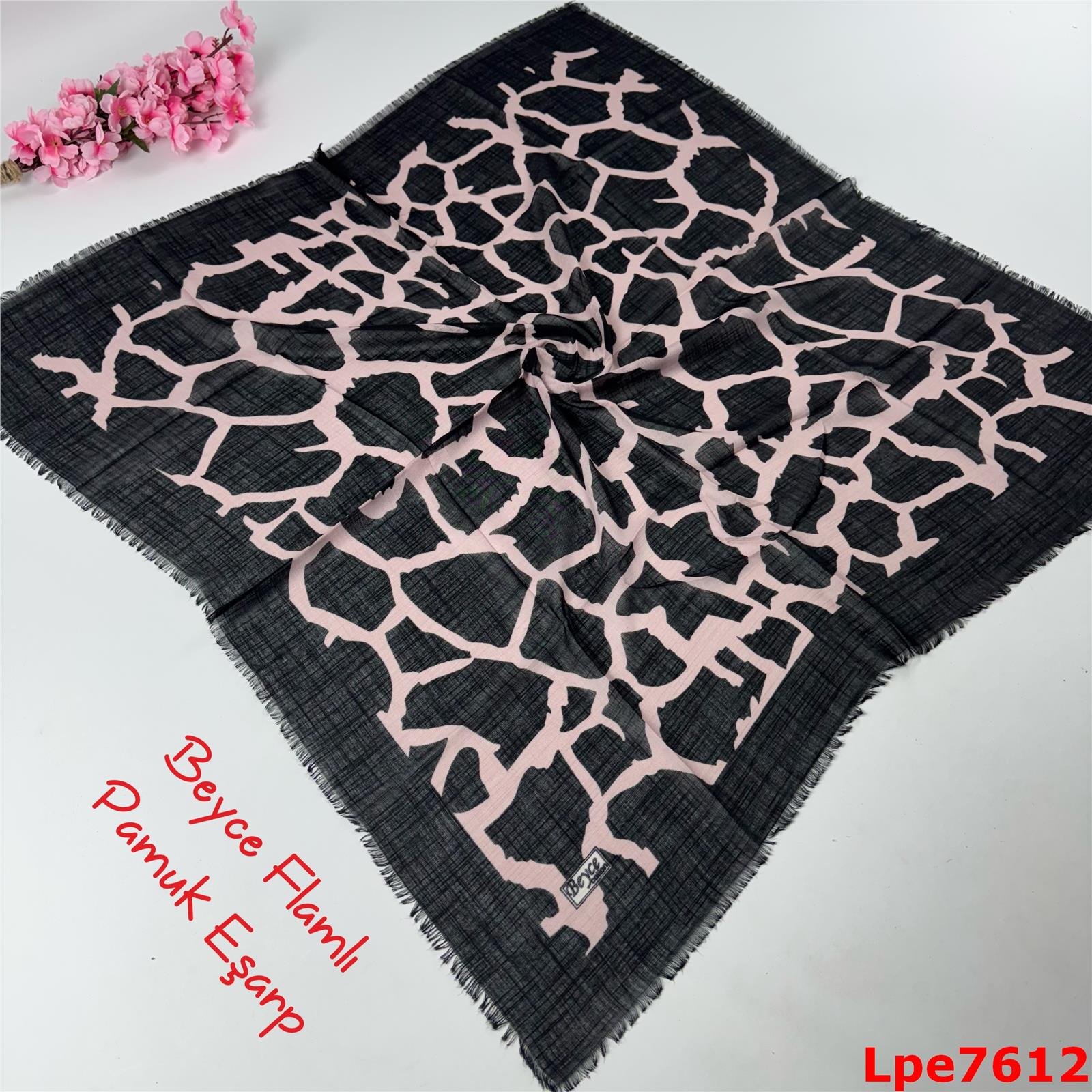 N-022 Beyce Flamlı Pamuk Eşarp