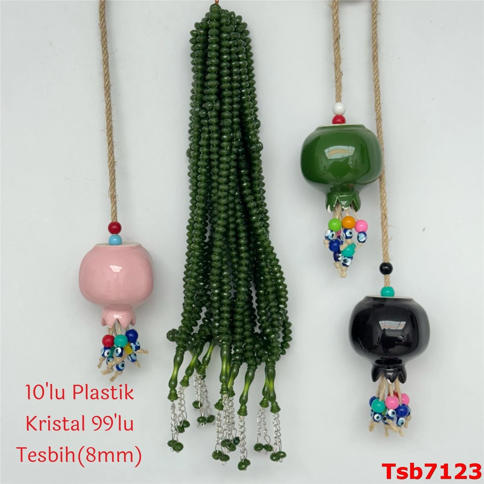 ZZ-076 10'lu Kristal Plastik 99luk Tesbih (8mm)