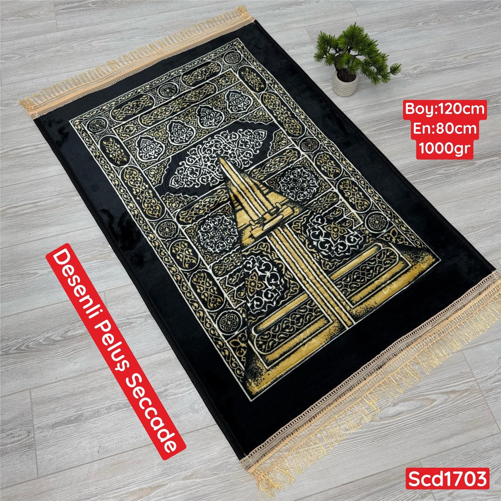 ZV-383 Desenli Peluş Seccade