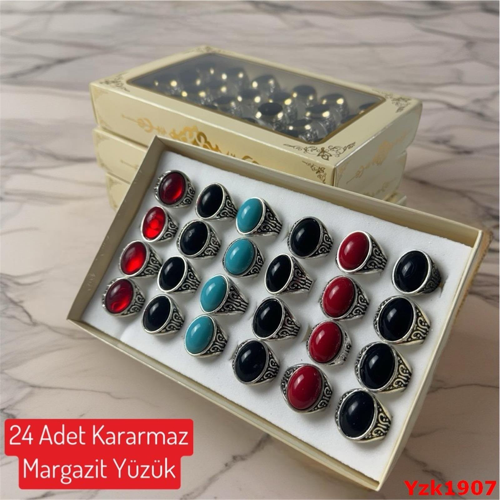 ZN-225 24'lü Kararmaz Margazit Erkek Yüzük